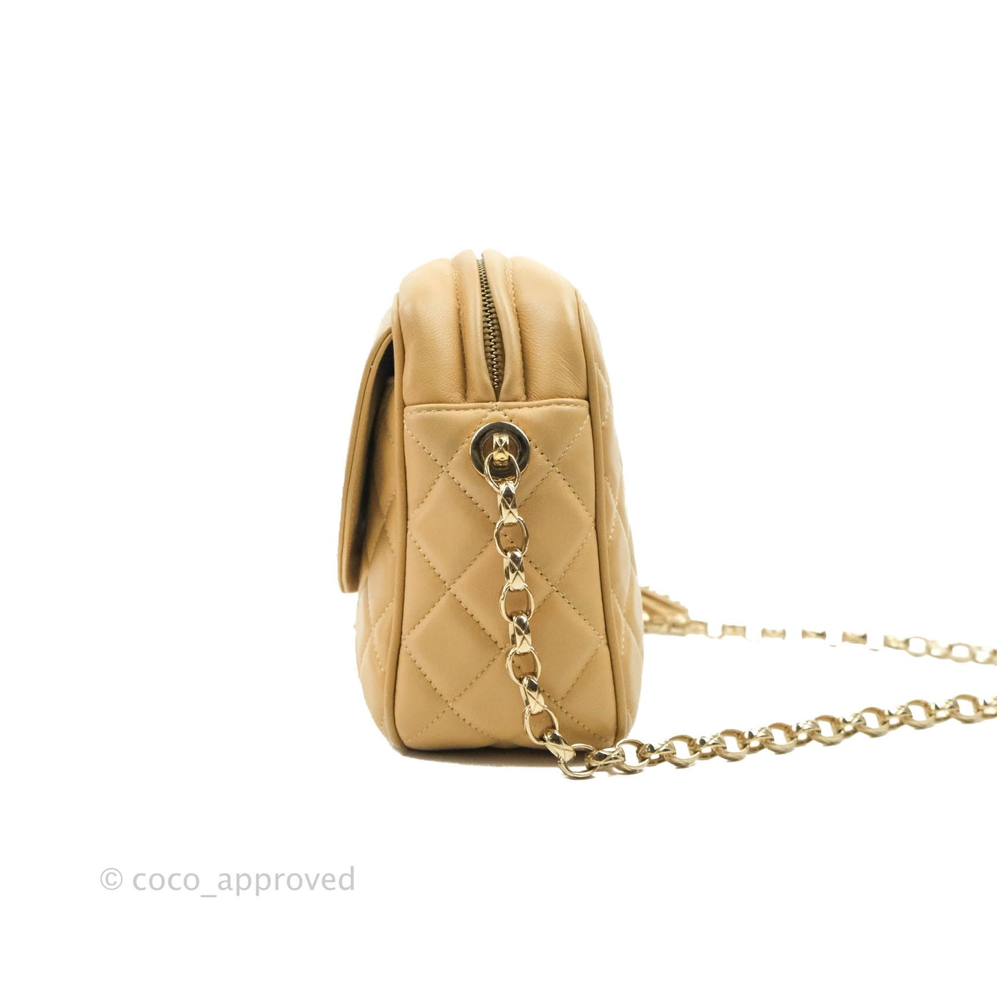 Chanel Calfskin Coco Vintage Camera Case Beige Gold Hardware
