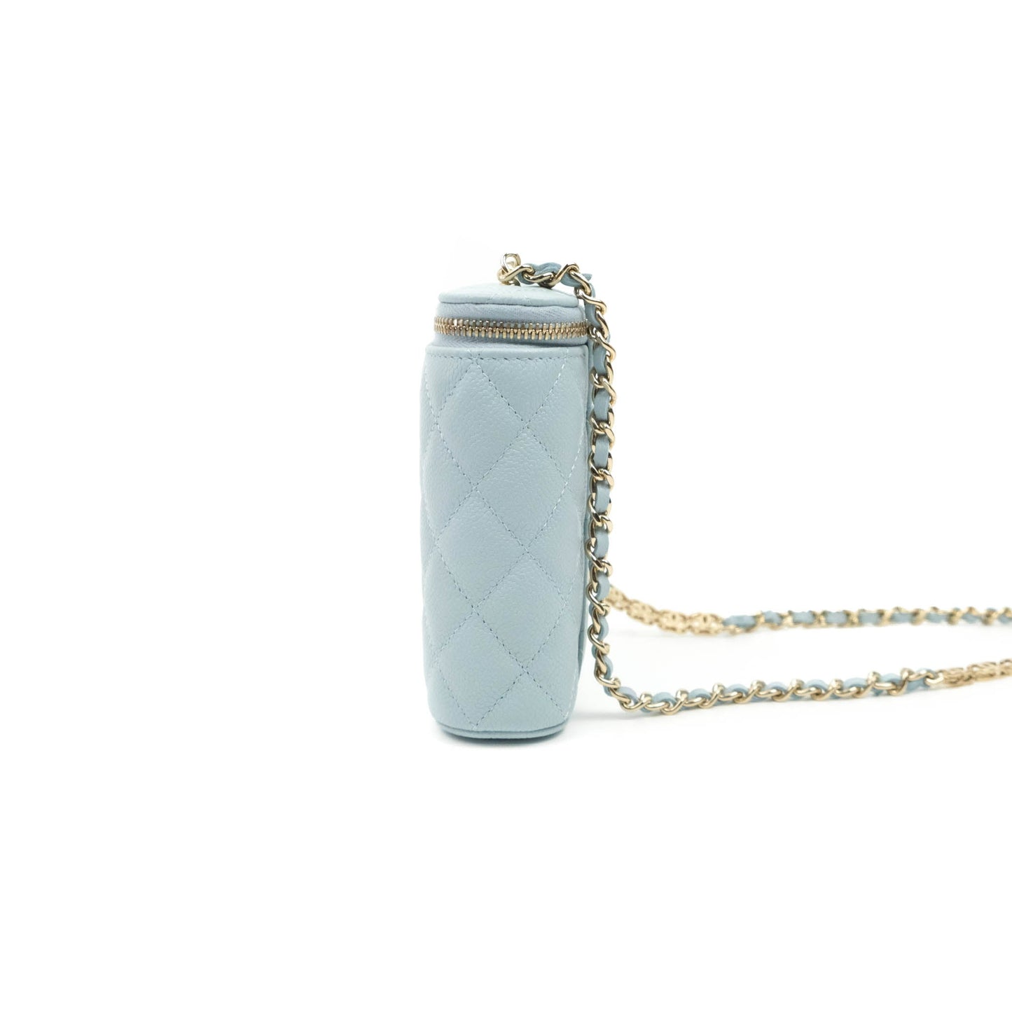 Chanel Classic Mini Vanity With Chain Light Blue Caviar Gold Hardware