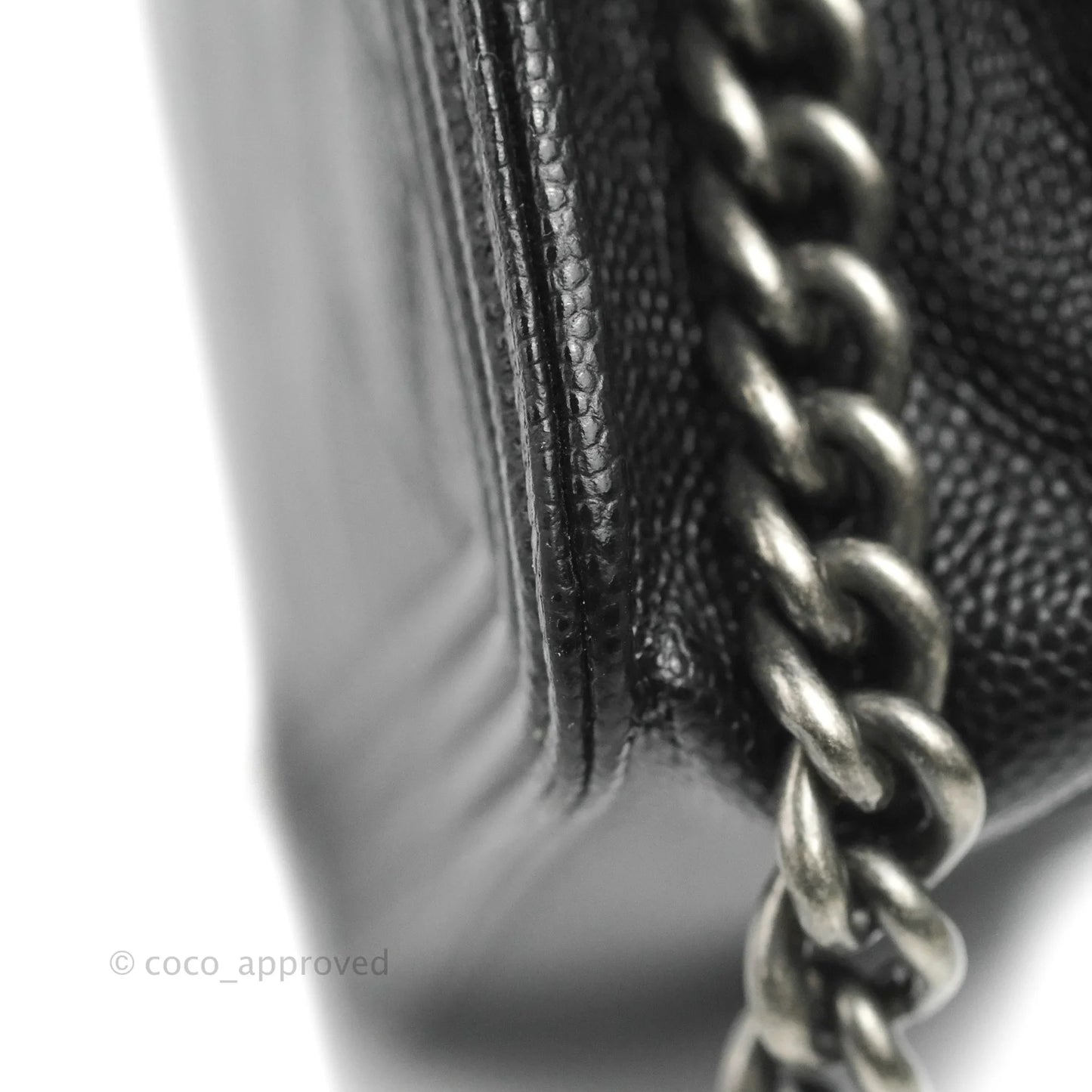 Chanel Quilted Boy Wallet on Chain WOC Black Caviar Ruthenium Hardware