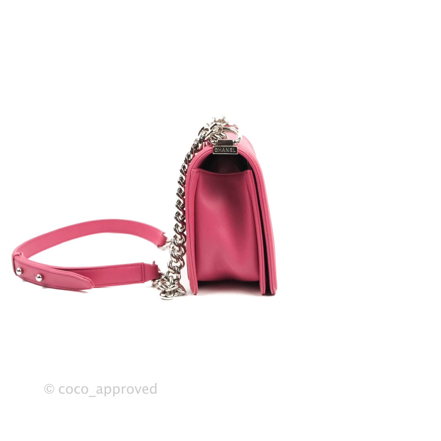 Chanel Quilted Medium Boy Dark Pink Calfskin Silver Hardware