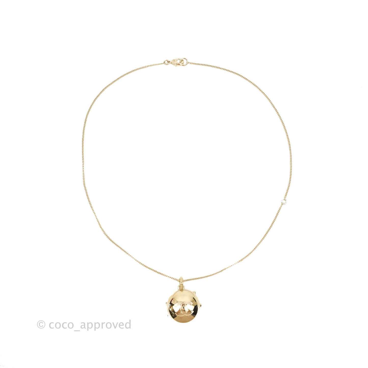 Chanel CC Locket Necklace Gold Tone 21S