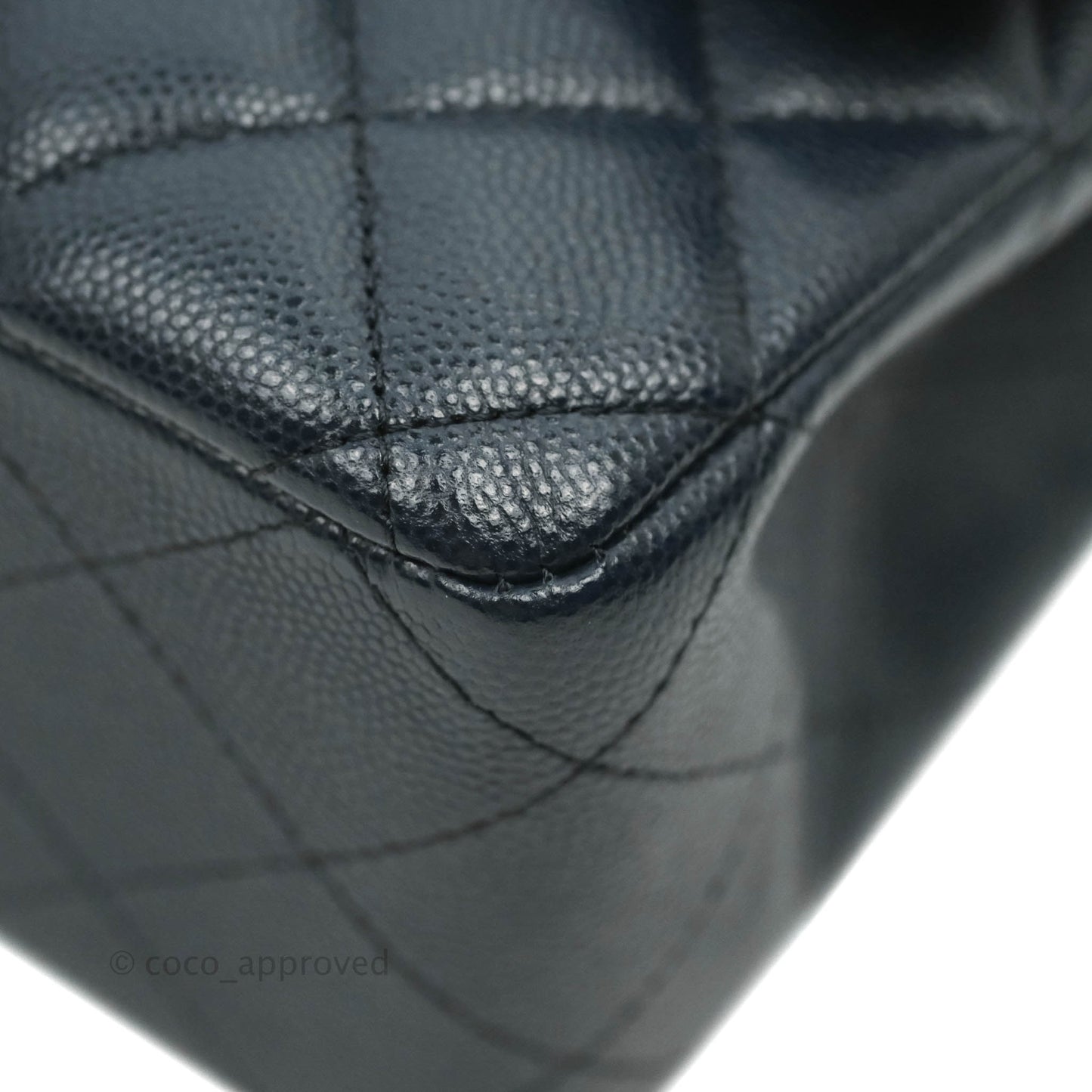 Chanel Classic M/L Medium Flap Quilted Navy Caviar Gold Hardware