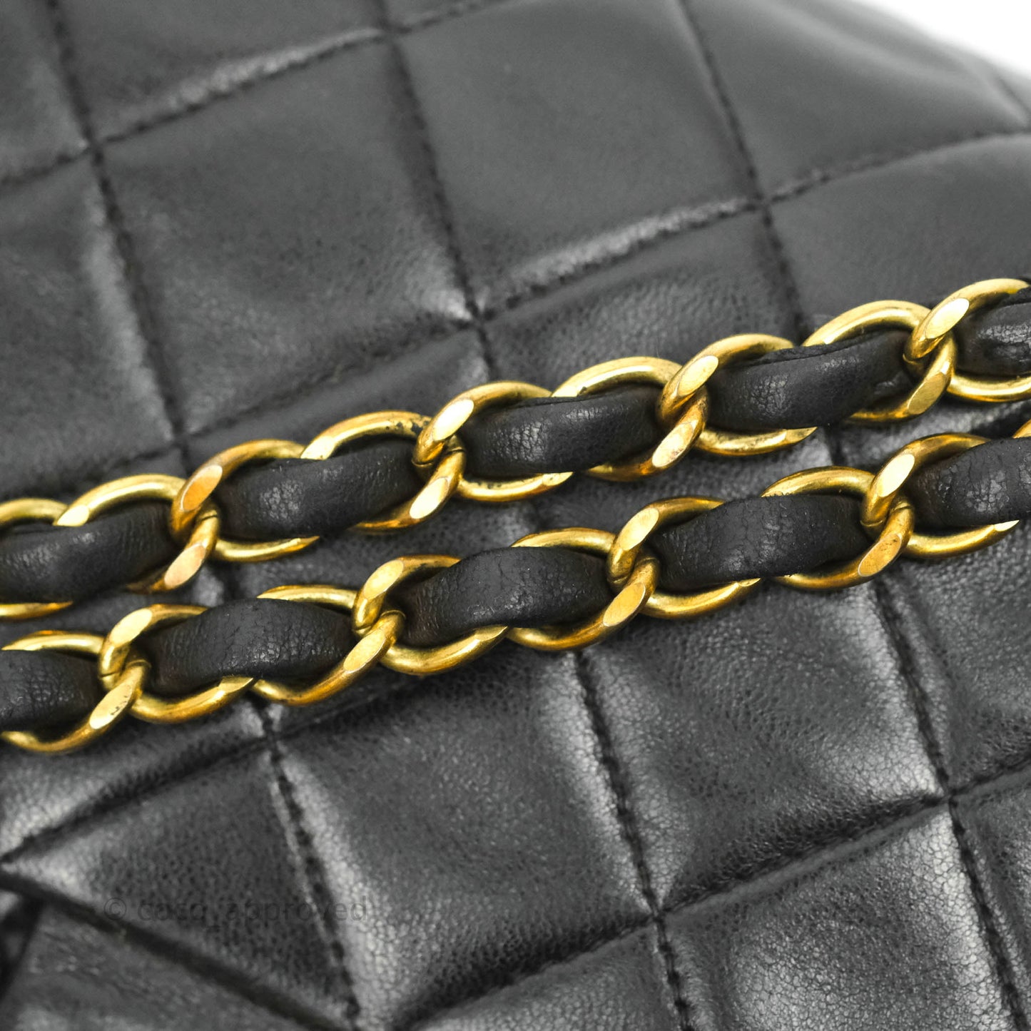Chanel Vintage Classic M/L Medium Double Flap Bag Black Lambskin 24K Gold Hardware