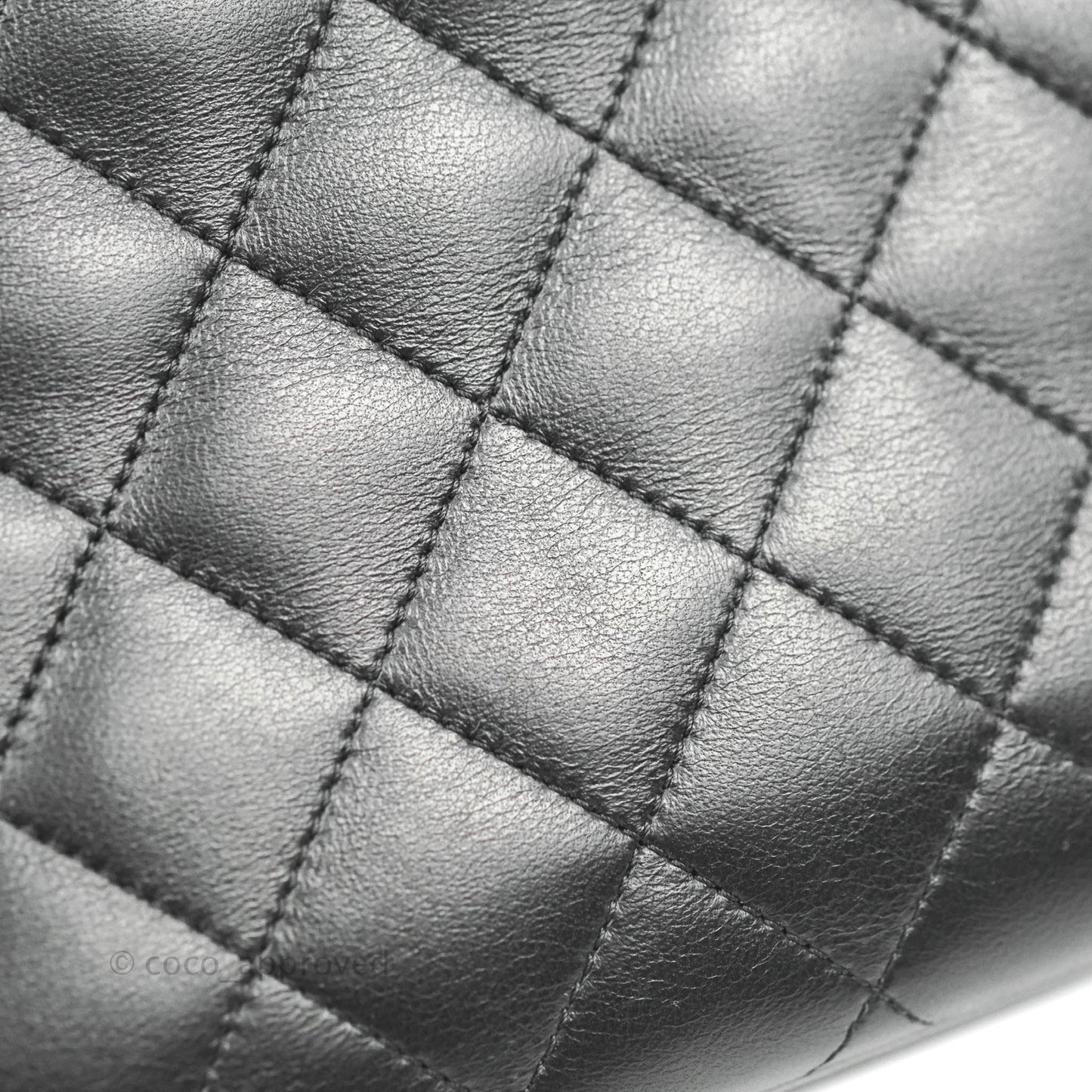 Chanel Large Flap Bag With Woven CC Logo Black Lambskin Gold Hardware 22C
