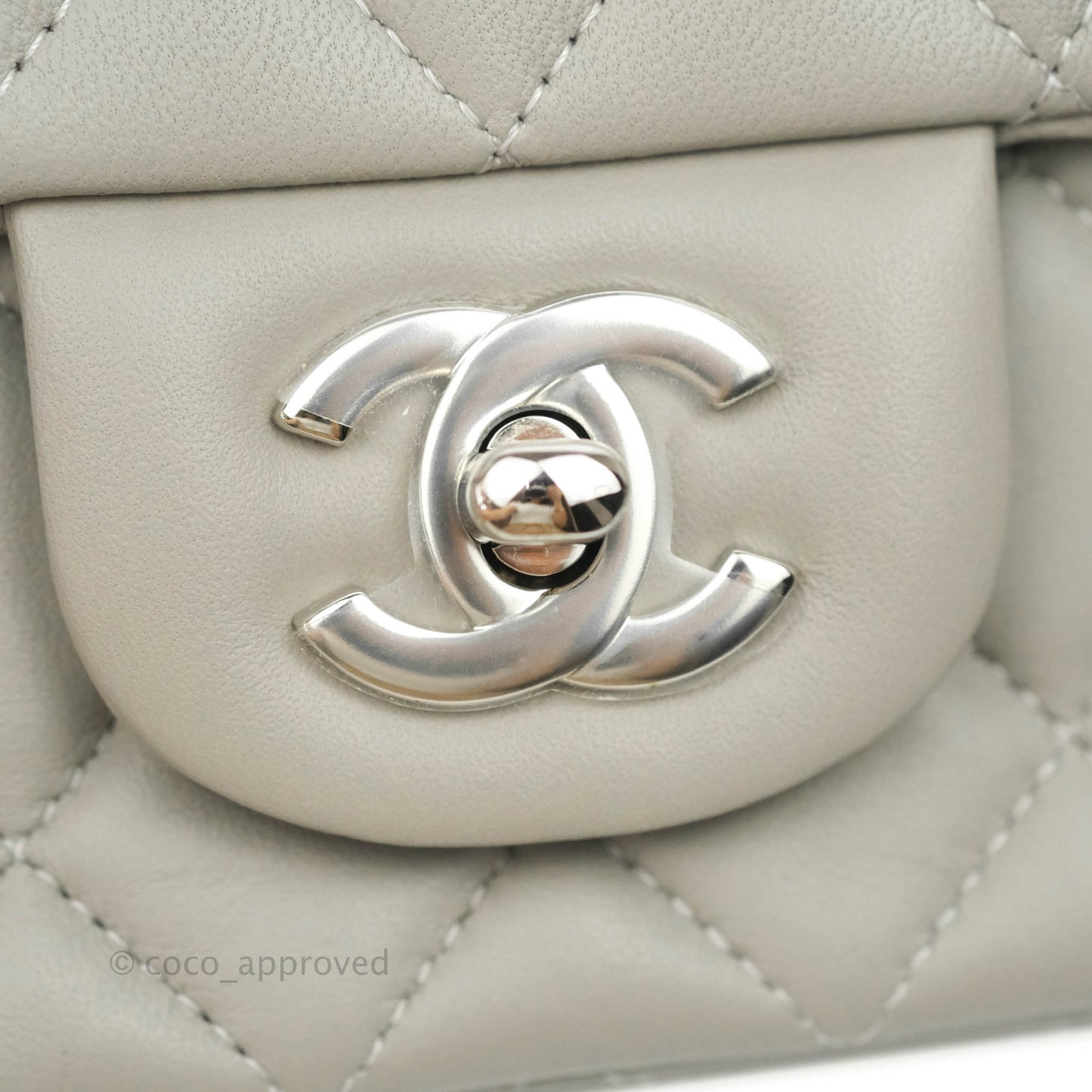 Chanel Quilted Mini Rectangular Grey Lambskin Silver Hardware 19B
