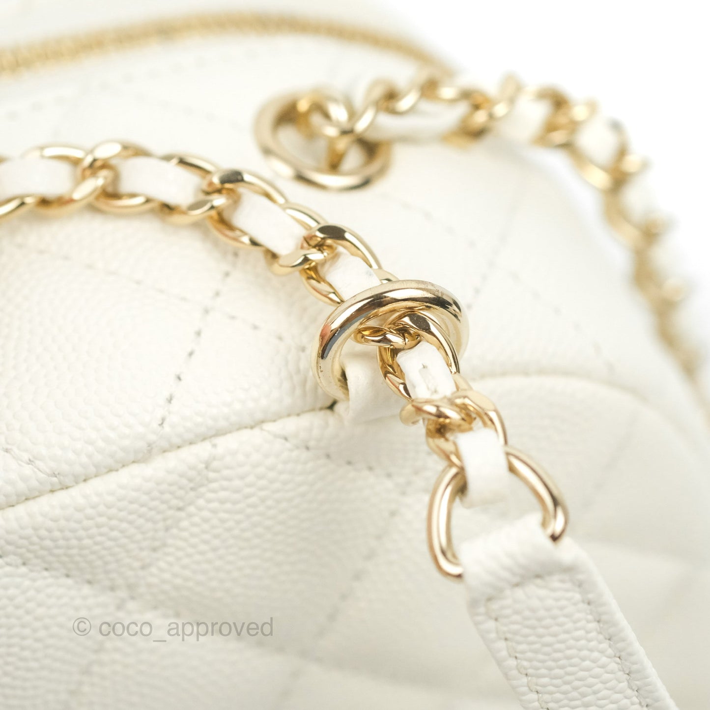 Chanel Quilted Small CC Day Backpack Ivory Caviar Gold Hardware