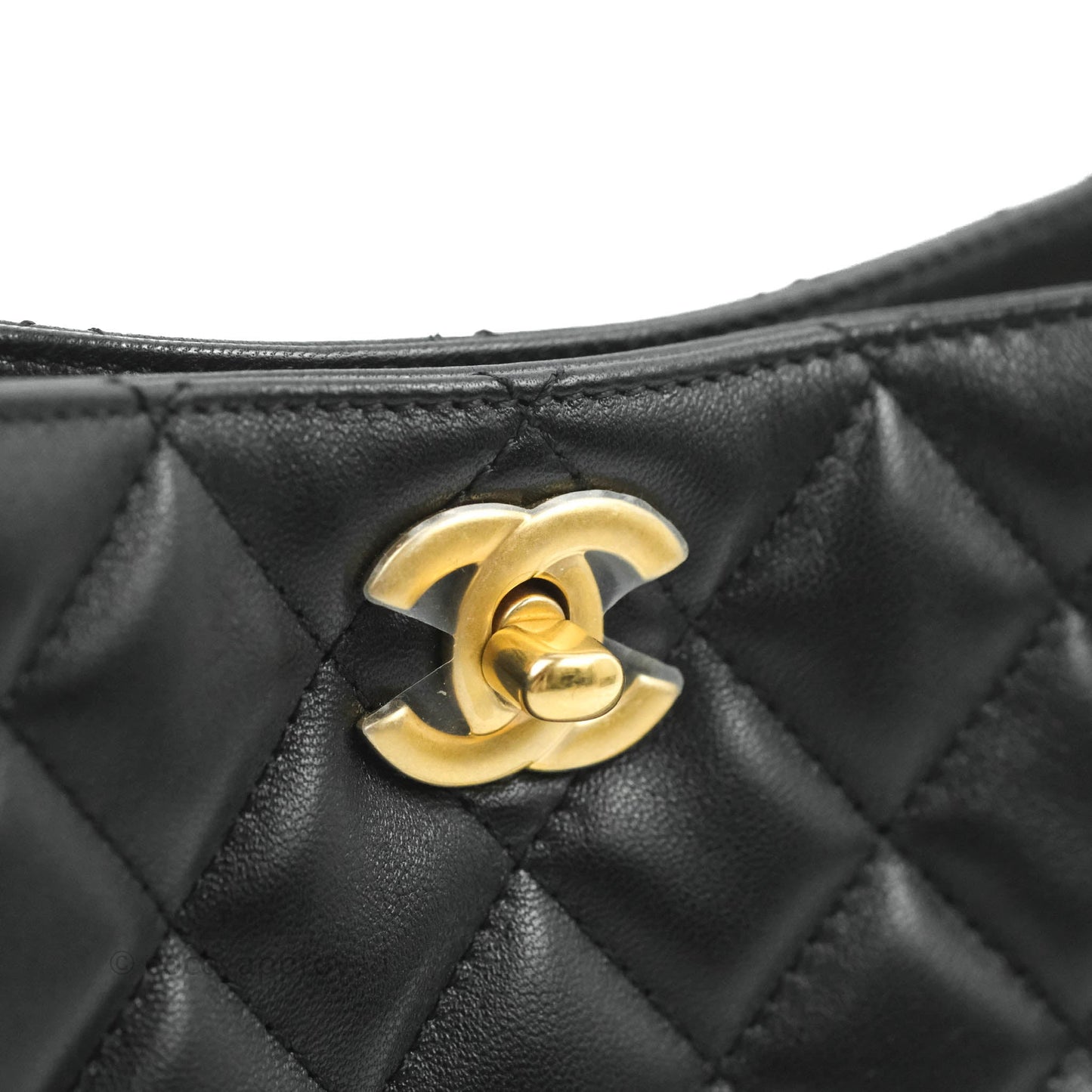 Chanel Black Pearl Crush Hobo Bag Lambskin Aged Gold Hardware