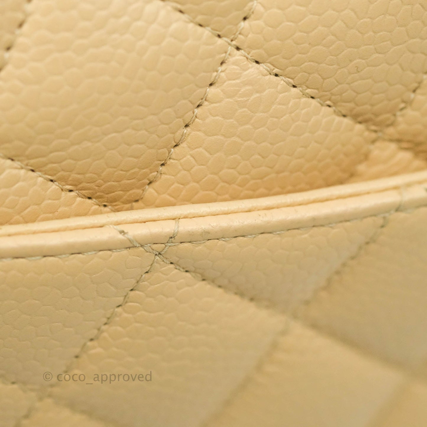 Chanel Classic M/L Medium Flap Quilted Beige Caviar Gold Hardware