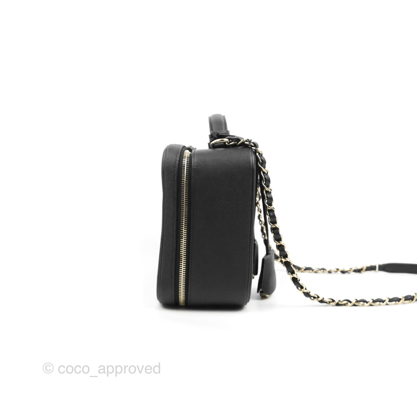Chanel Quilted Large CC Filigree Vanity Case Black Caviar Gold Hardware