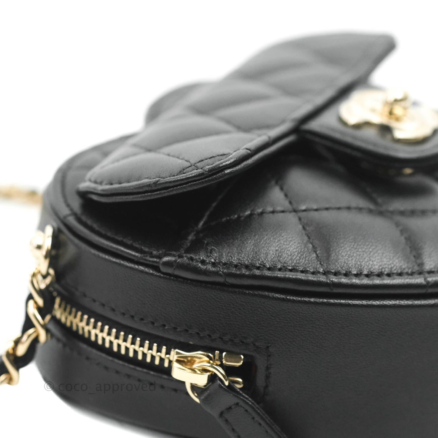 Chanel Small Heart Bag Black Lambskin Gold Hardware 22S