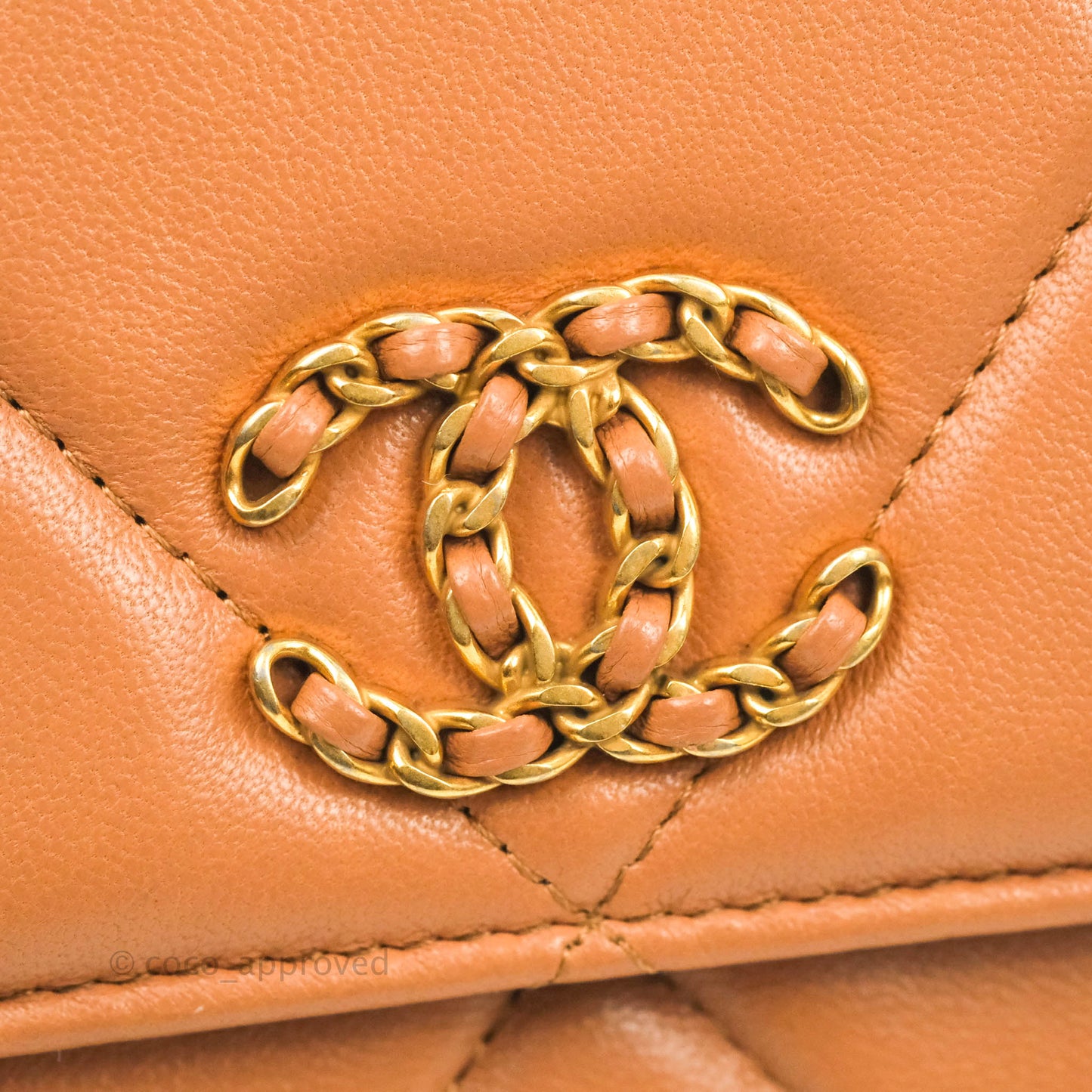 Chanel 19 Wallet on Chain WOC Dark Beige Caramel Lambskin Mixed Hardware 21K