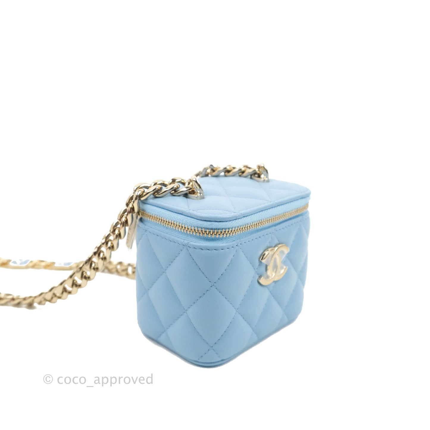 Chanel Mini Vanity Coco Chain Blue Lambskin Gold Hardware