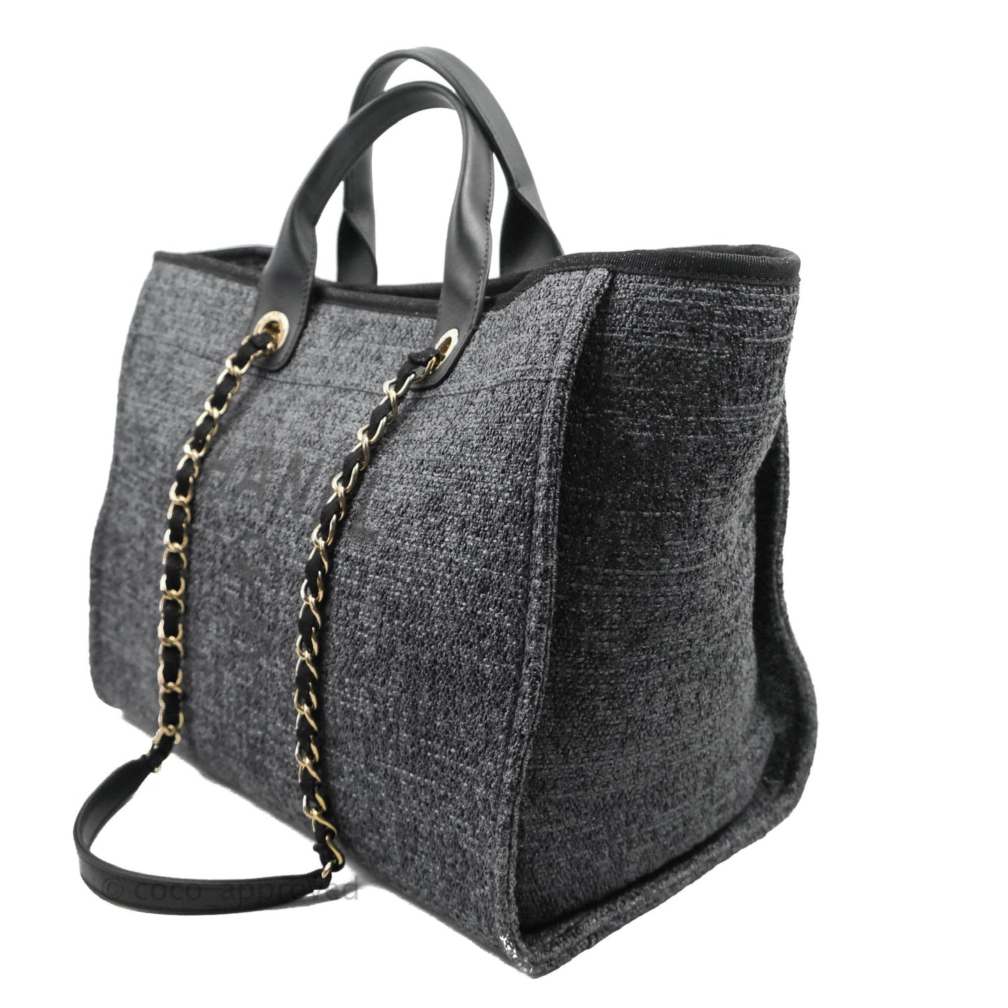 Chanel Canvas Deauville Large Tote Charcoal Grey