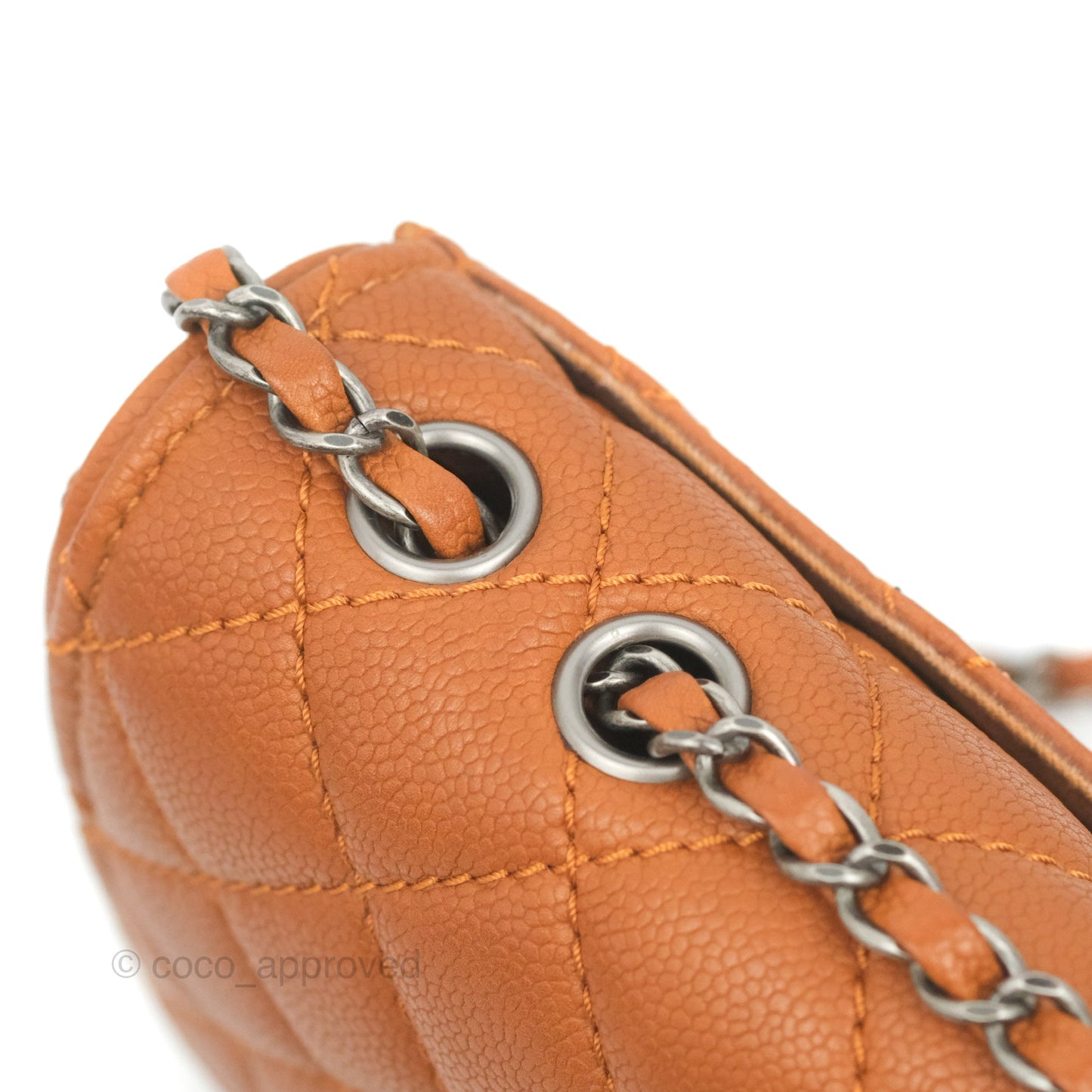 Chanel Flap Bag Quilted Caramel Brown Caviar Ruthenium Hardware
