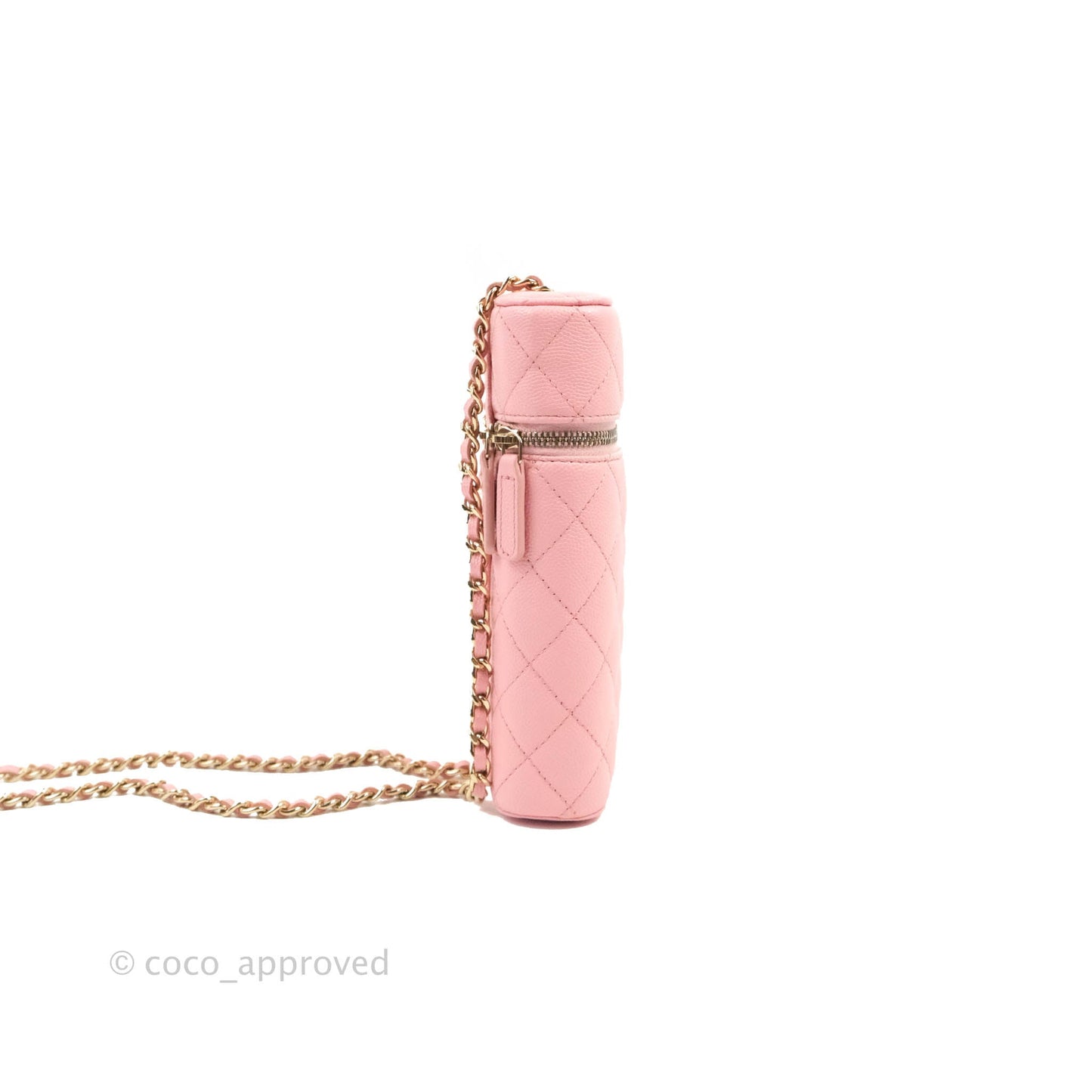 Chanel Vanity Phone Holder With Chain Pink Caviar Gold Hardware