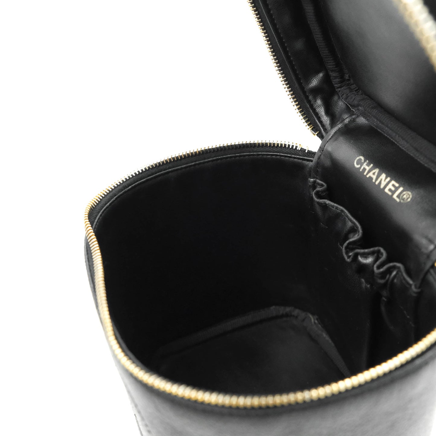 Chanel Vintage Vanity Case Black Caviar Gold Hardware