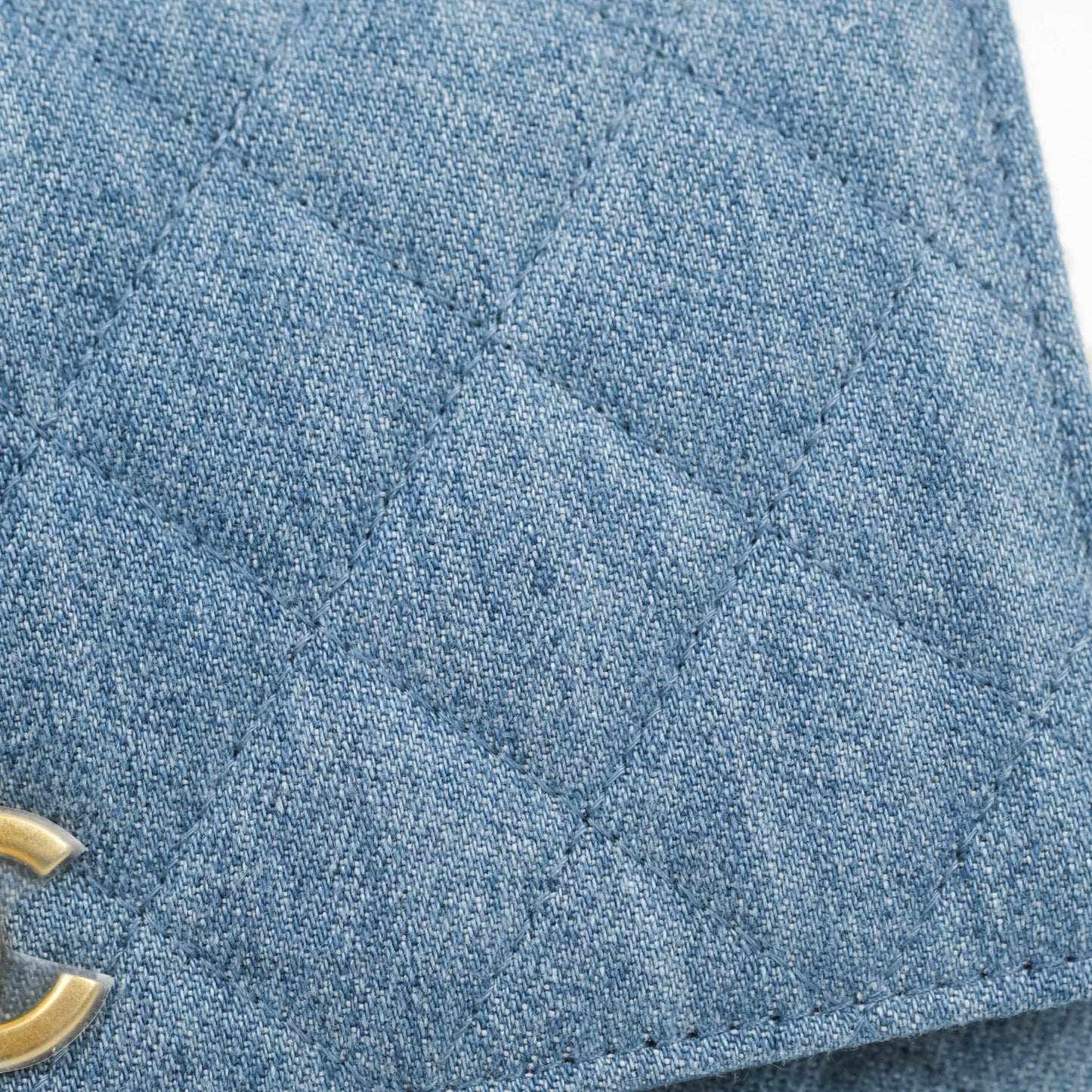 Chanel Quilted Pearl Crush Wallet on Chain WOC Denim Aged Gold Hardware