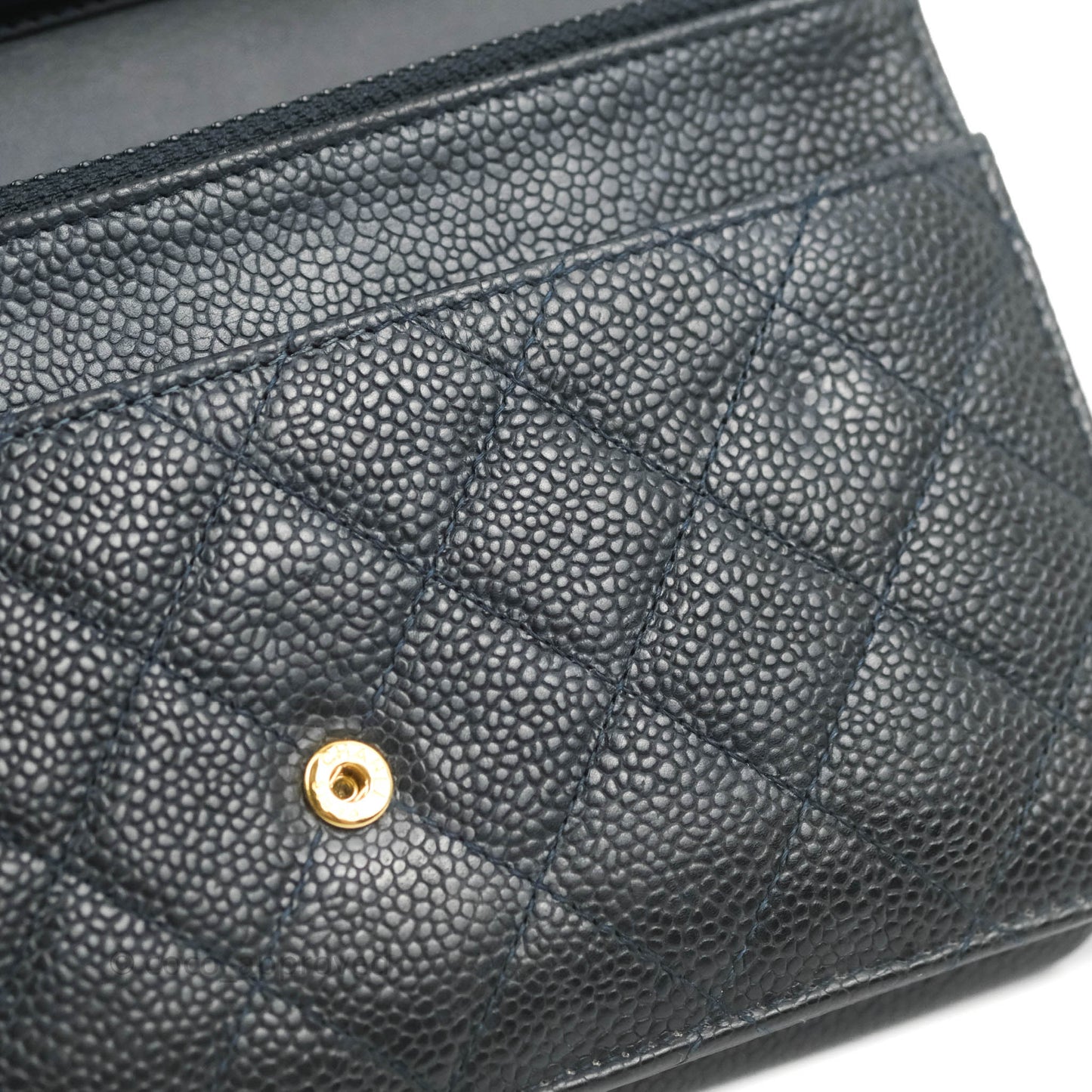 Chanel Boy Wallet on Chain WOC Ver Dark Navy Caviar Aged Gold Hardware