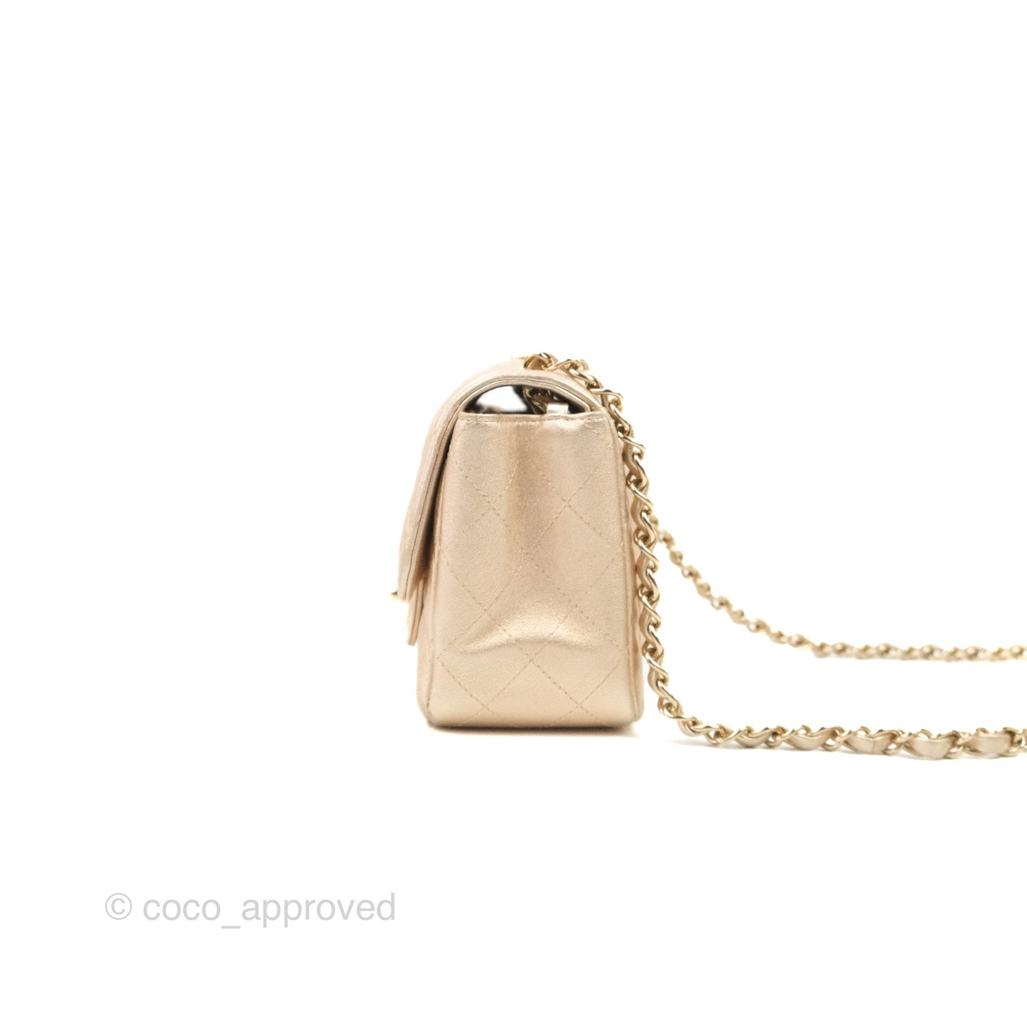 Chanel Quilted Mini Square Iridescent Gold Lambskin Gold Hardware 21P