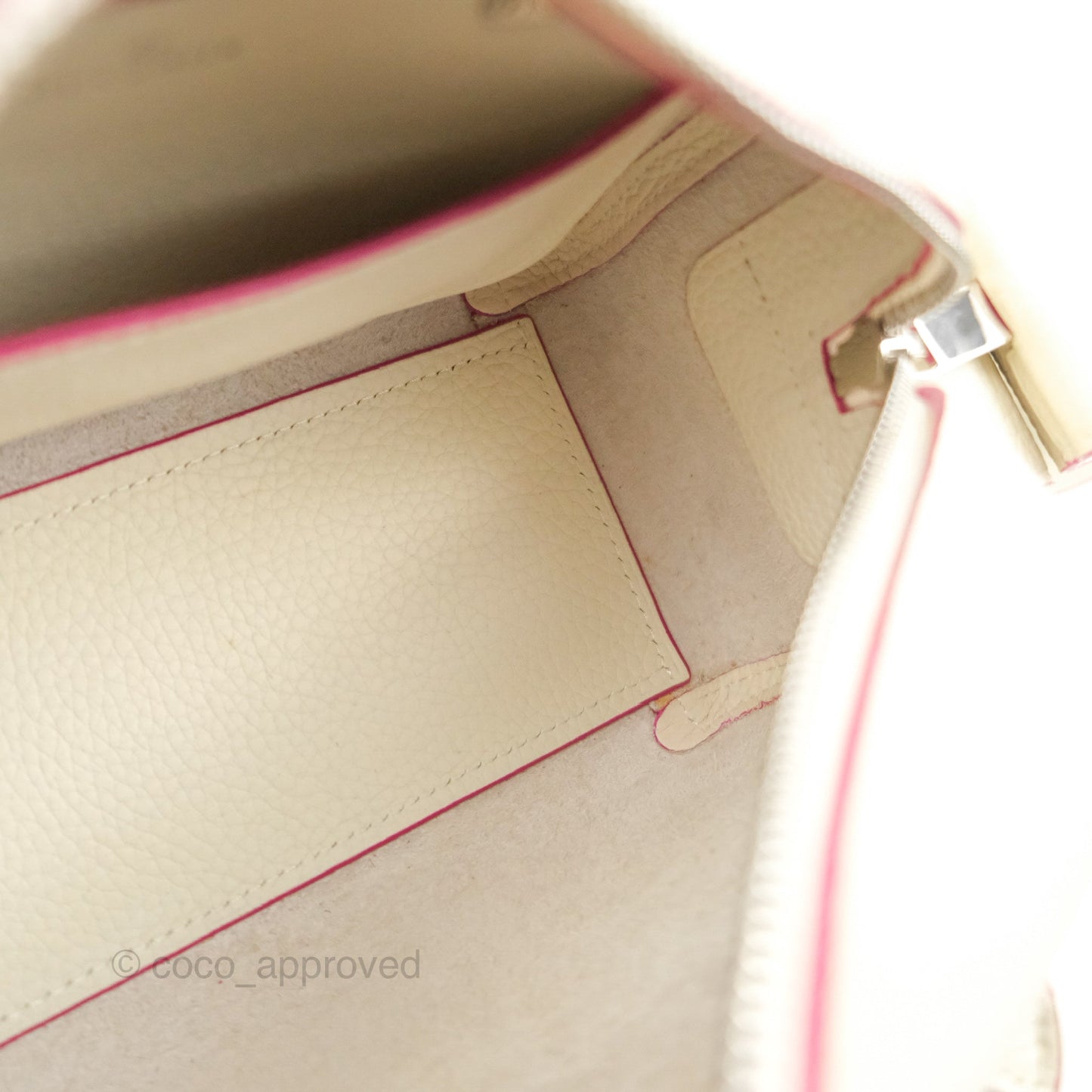 Delvaux Cool Box Mini Taurillon Soft Grained Calfskin White/Fuchsia