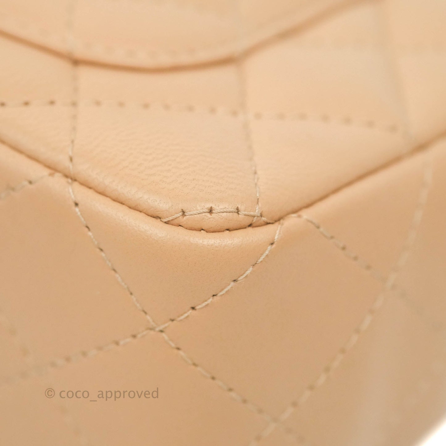 Chanel Quilted Mini Rectangular Flap Beige Lambskin Gold Hardware