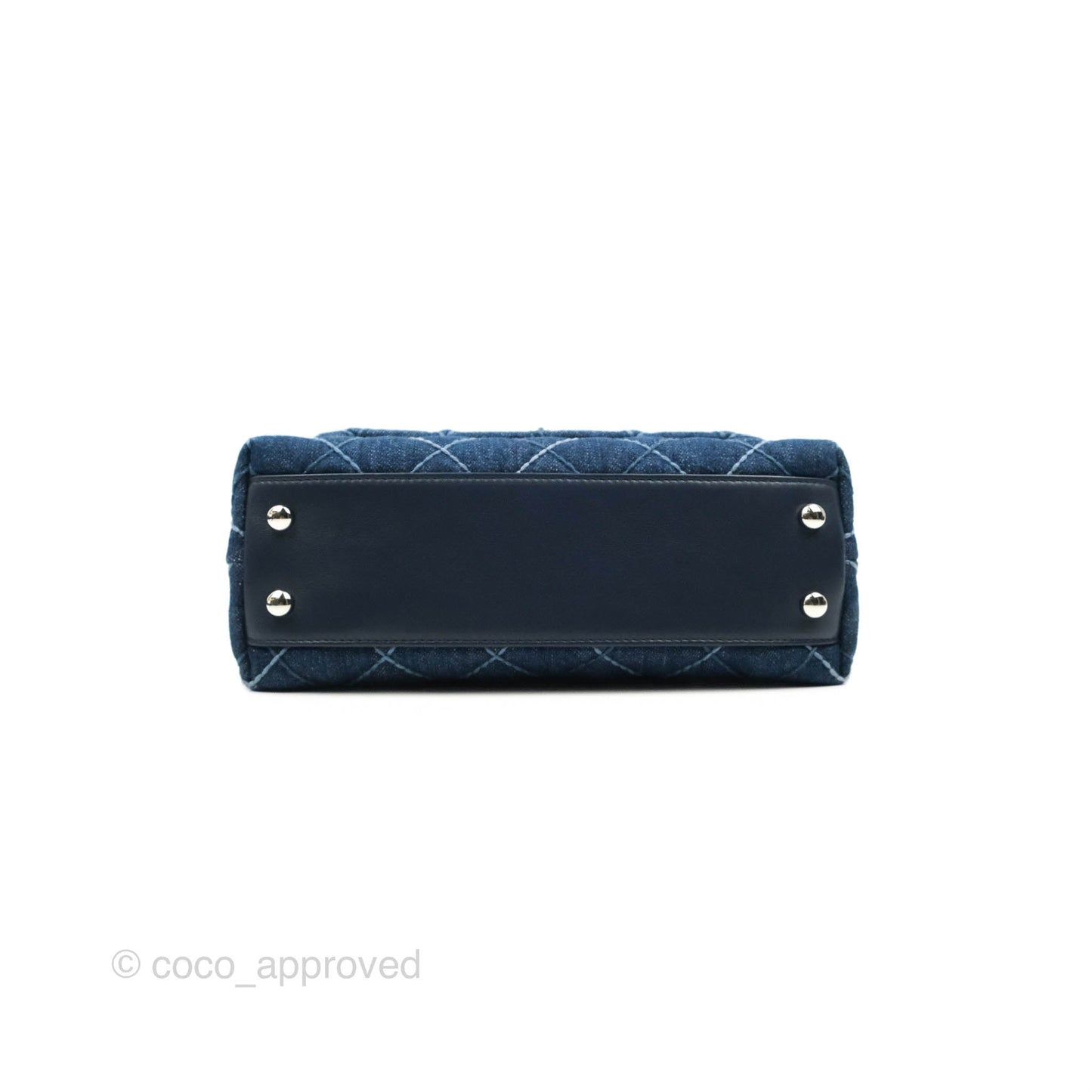 Chanel Small Quilted Coco Handle Denim Navy Lambskin Silver Hardware