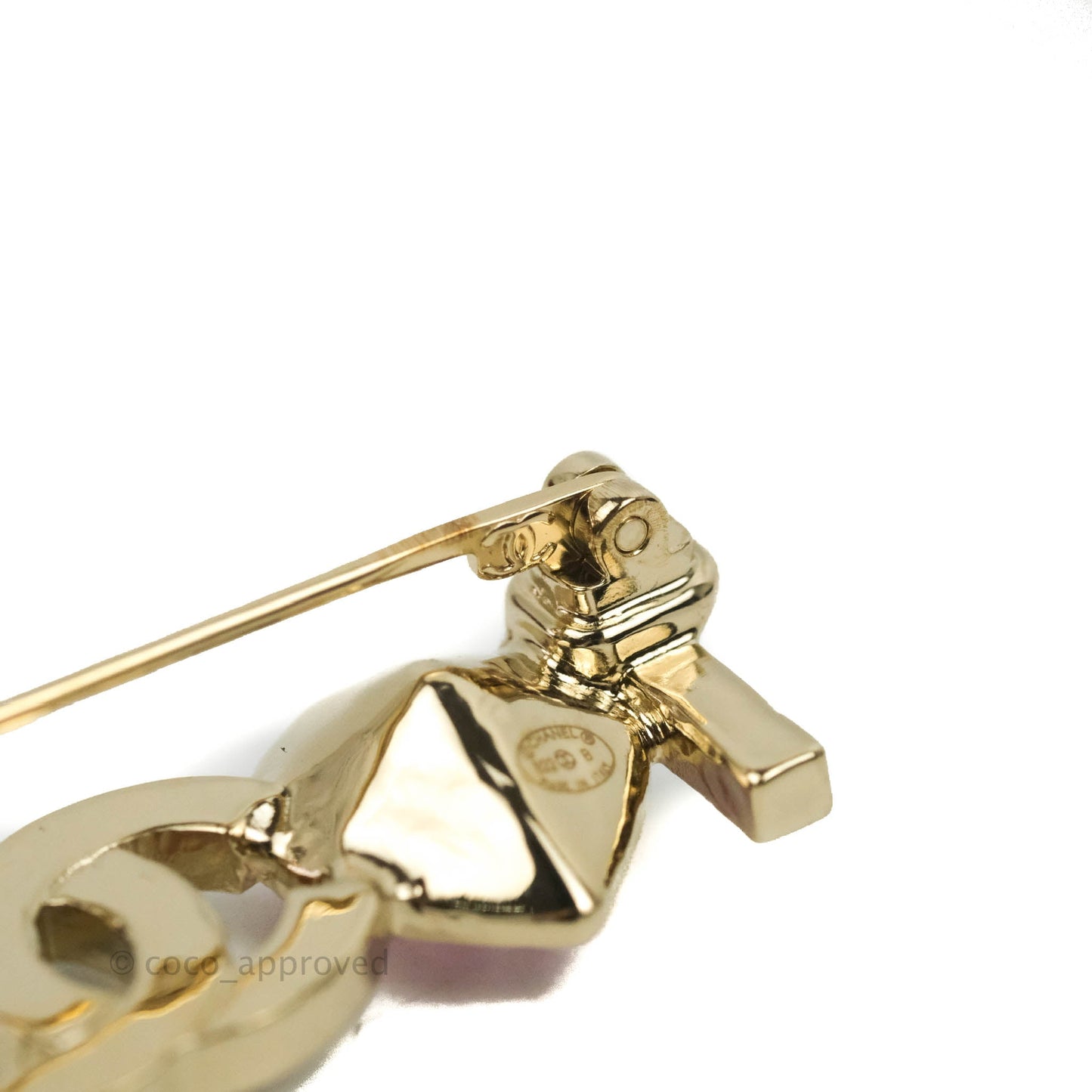 Chanel I Love CC Pink Heart Pearl Brooch Gold Tone 22B