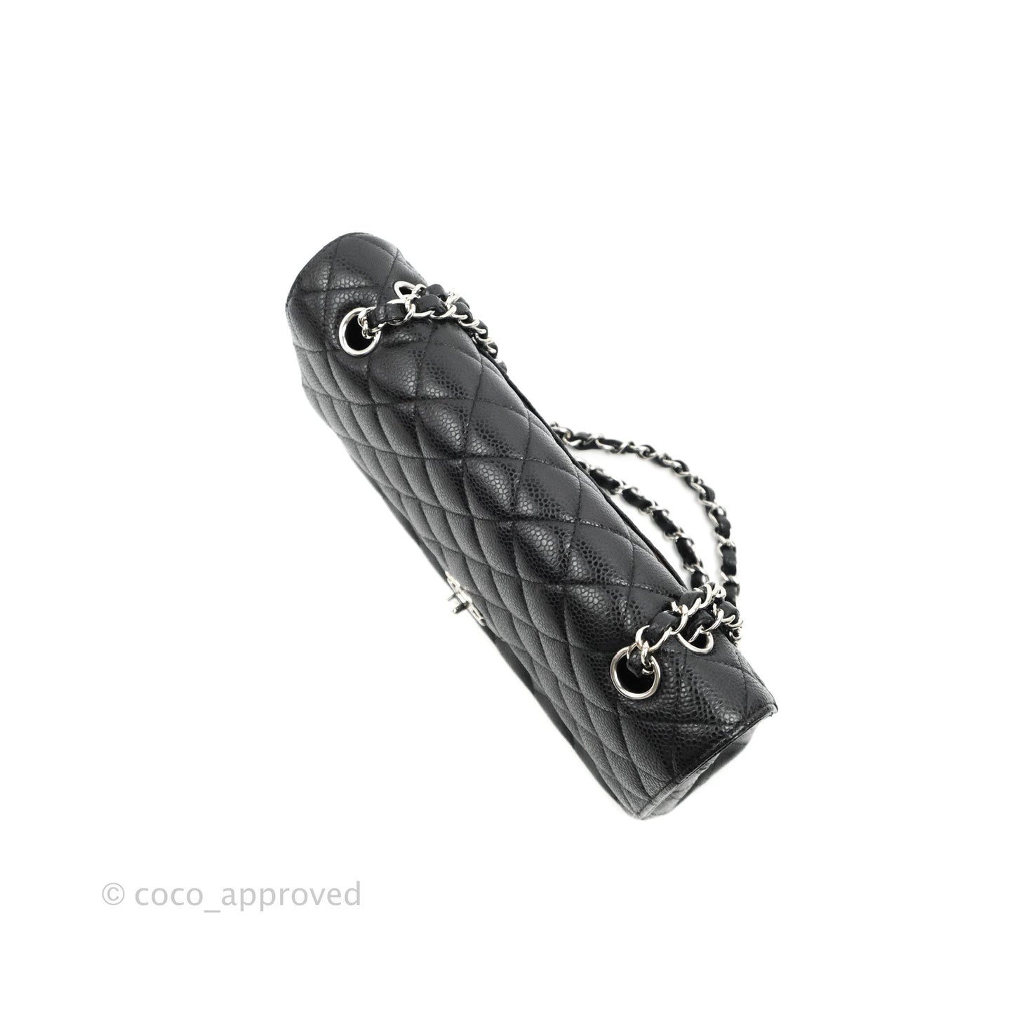 Chanel Classic M/L Medium Flap Quilted Black Caviar Silver Hardware