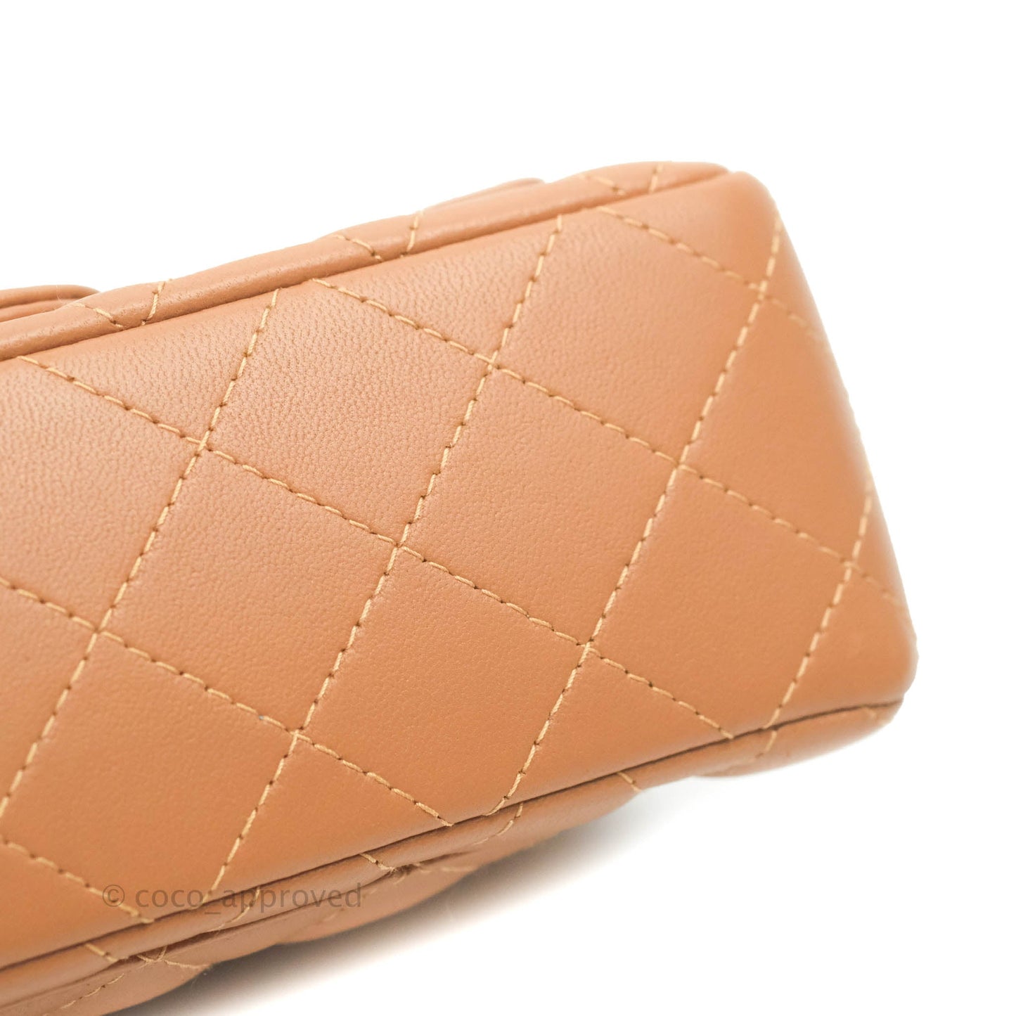 Chanel Quilted Mini Rectangular Flap Caramel Lambskin Gold Hardware 22S