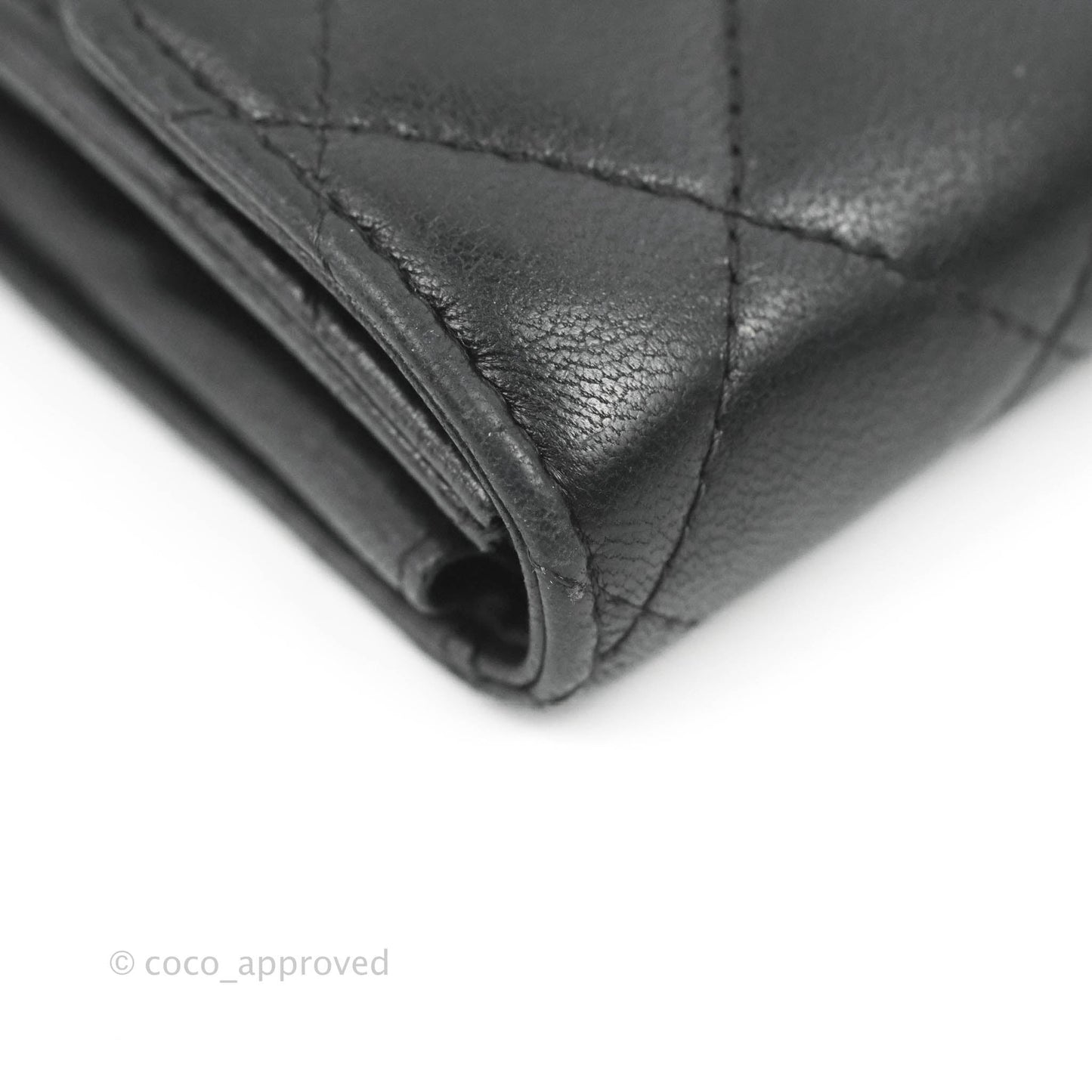 Chanel Quilted Small Flap Card Holder Black Lambskin Silver Hardware