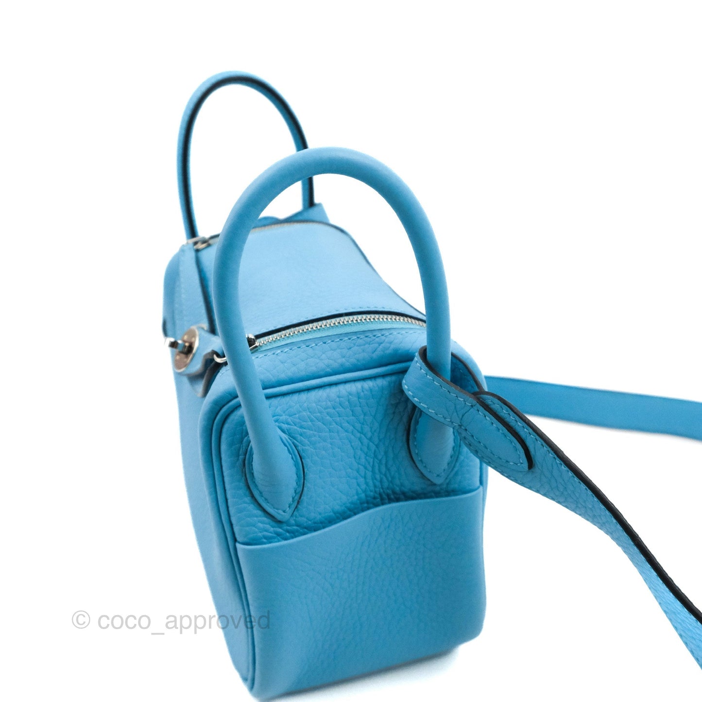 Hermès Mini Lindy 20 Bleu De Nord Clemence Palladium Hardware