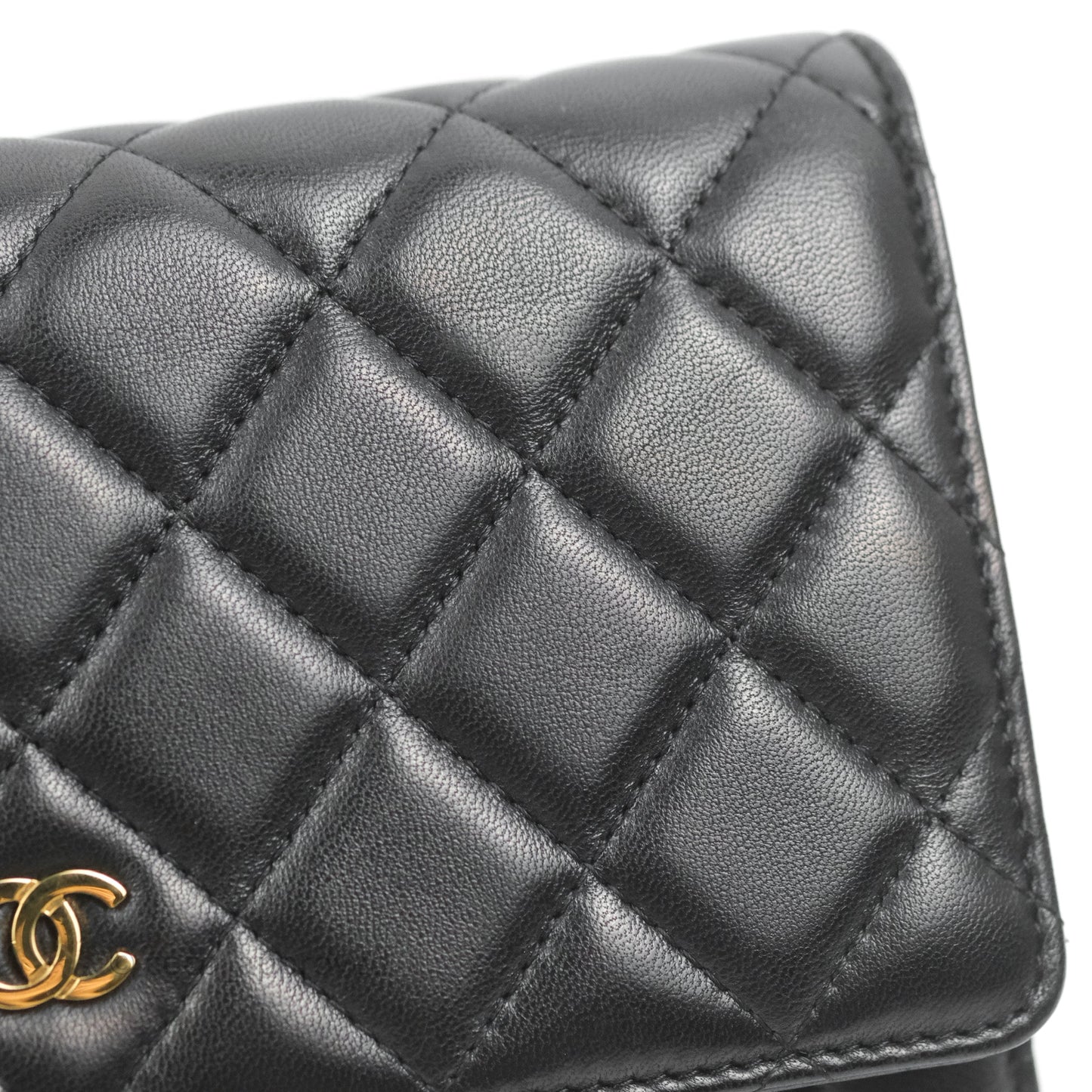 Chanel Quilted Classic Wallet on Chain WOC Black Lambskin Gold Hardware