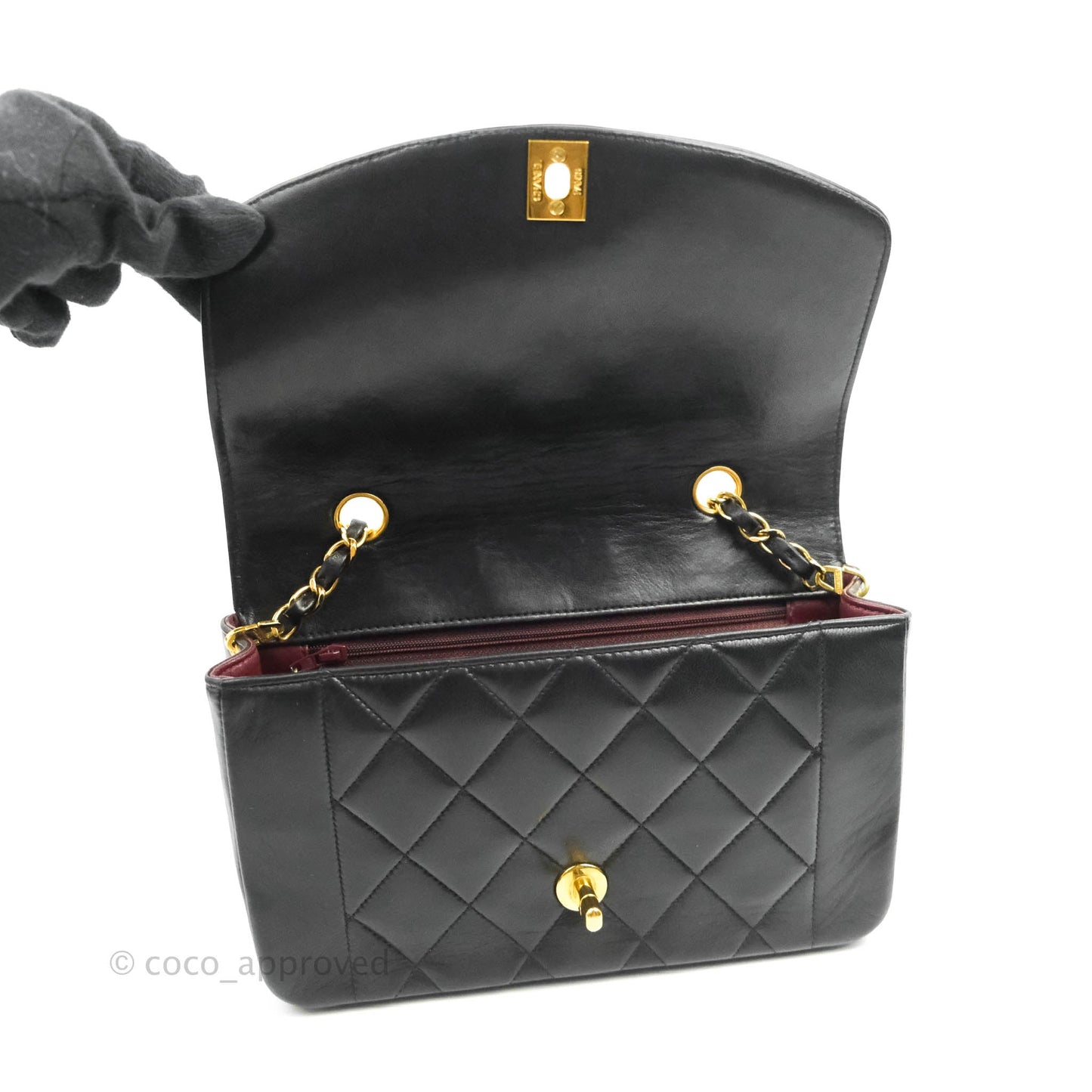 Chanel Black Quilted Lambskin Small Vintage Classic Diana Flap Bag