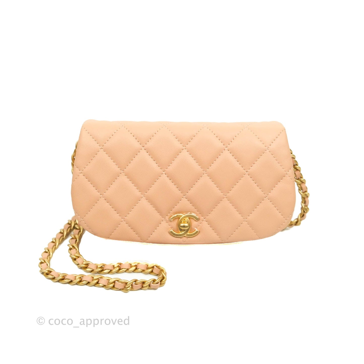 Chanel Clutch with Chain Beige Calfskin Aged Gold Hardware 21B