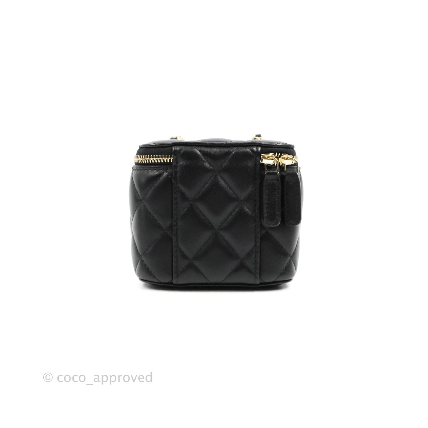 Chanel Classic Mini Pearl Crush Vanity With Chain Black Lambskin Aged Gold Hardware