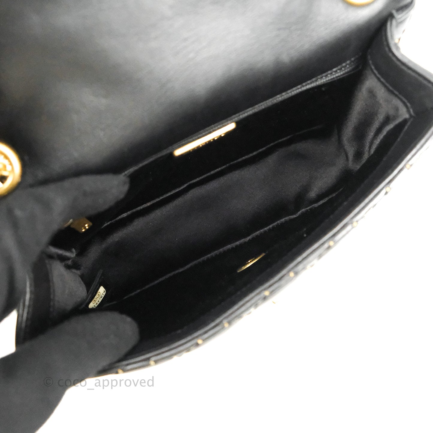 Chanel Quilted Stitched Flap Bag Lambskin Black Aged Gold Hardware 15A