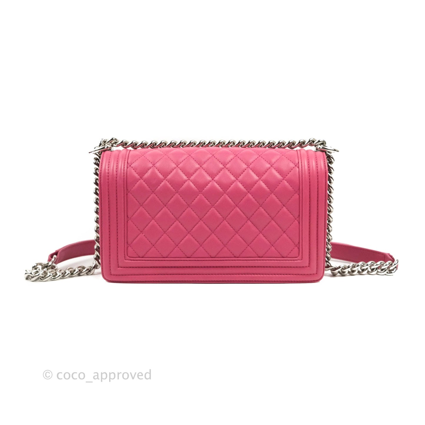 Chanel Quilted Medium Boy Dark Pink Calfskin Silver Hardware
