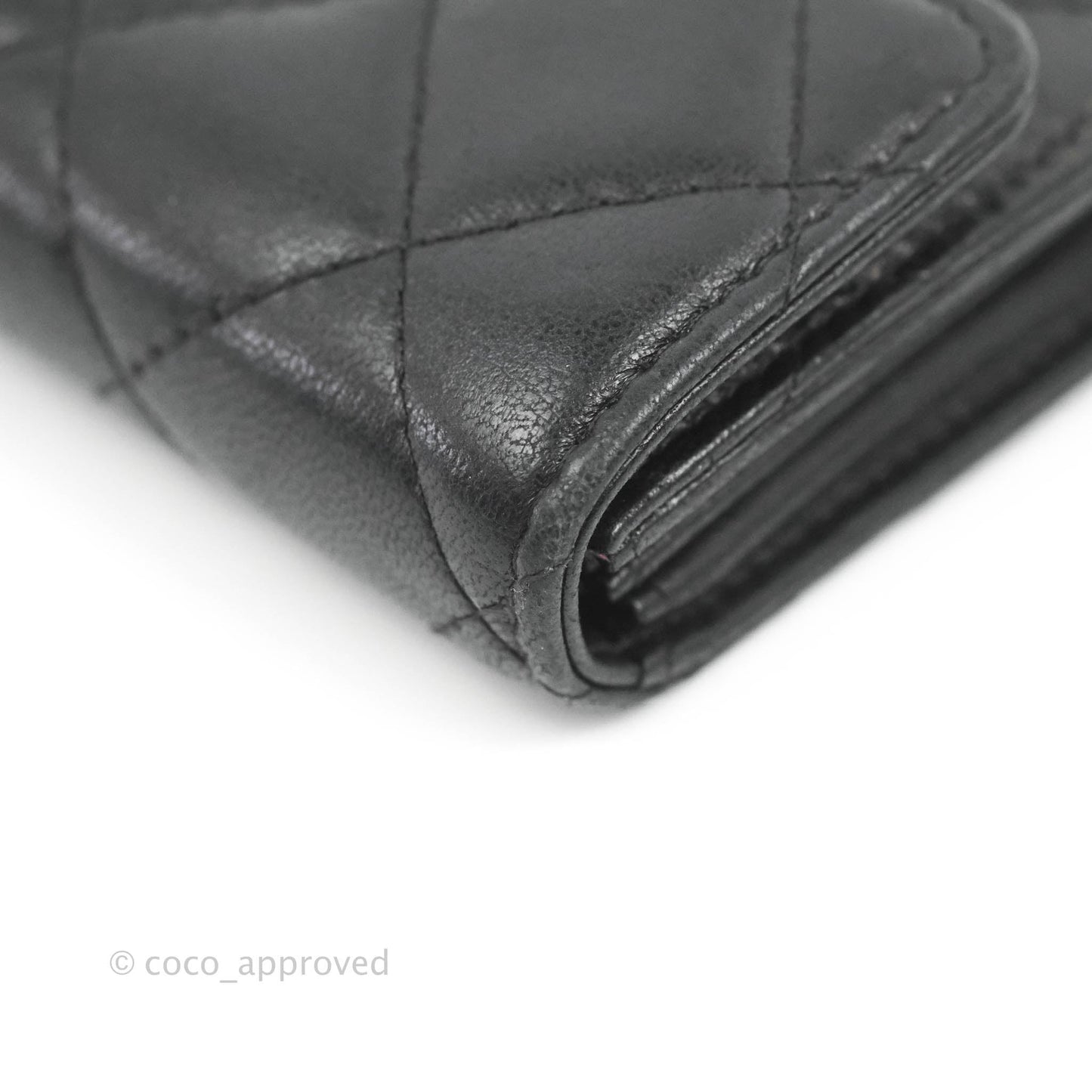 Chanel Quilted Small Flap Card Holder Black Lambskin Silver Hardware