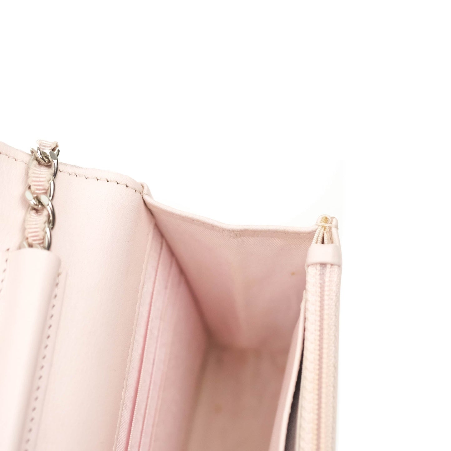 Chanel Deauville Wallet On Chain WOC Pink Canvas Silver Hardware