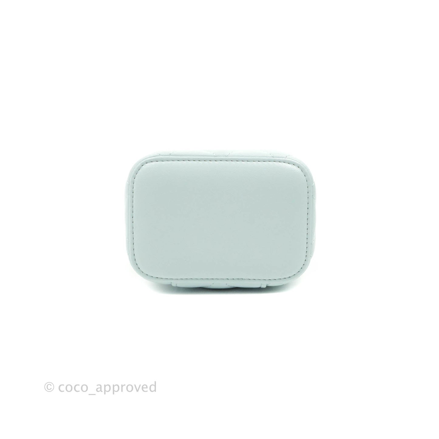 Chanel Mini Top Handle Vanity With Chain Light Blue Lambskin Gold Hardware