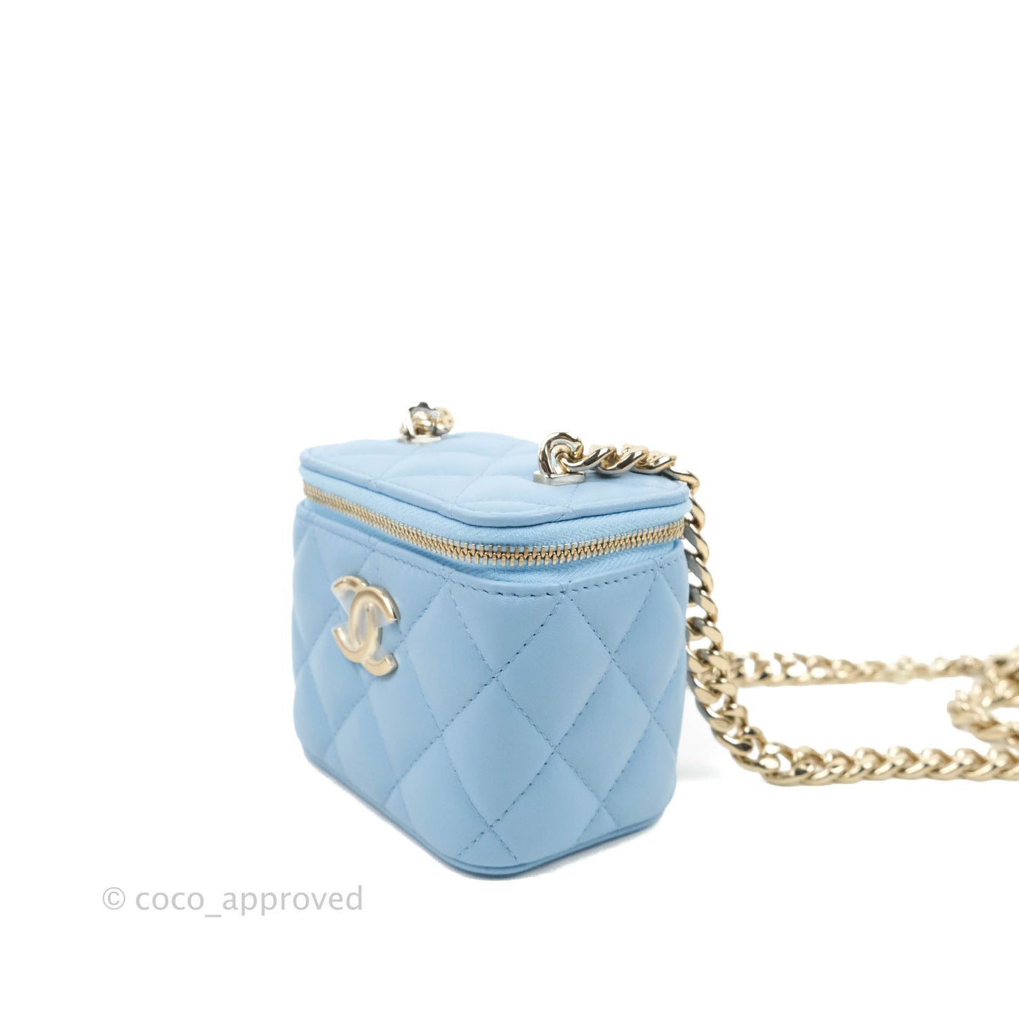 Chanel Mini Vanity Coco Chain Blue Lambskin Gold Hardware