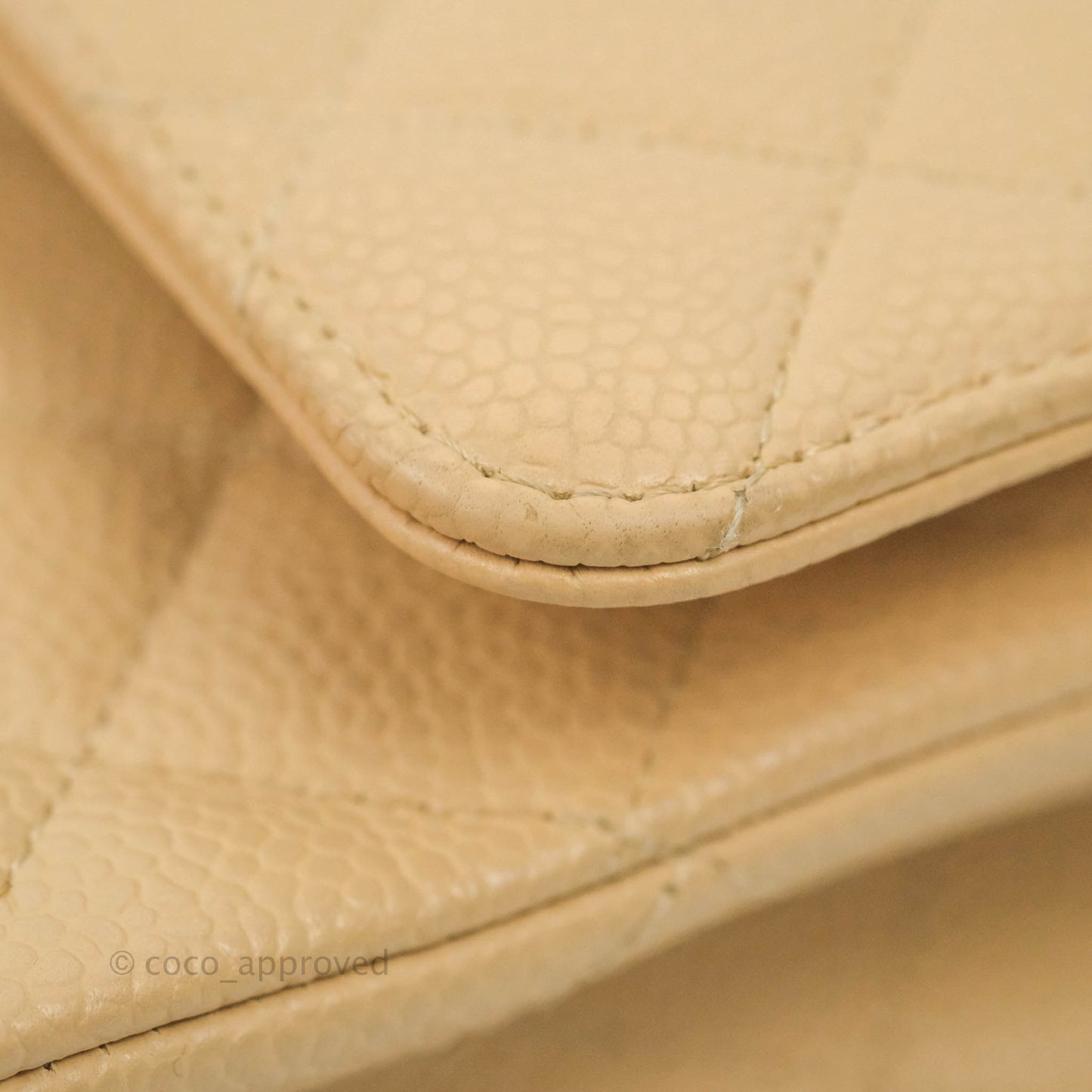 Chanel Classic M/L Medium Flap Quilted Beige Caviar Silver Hardware
