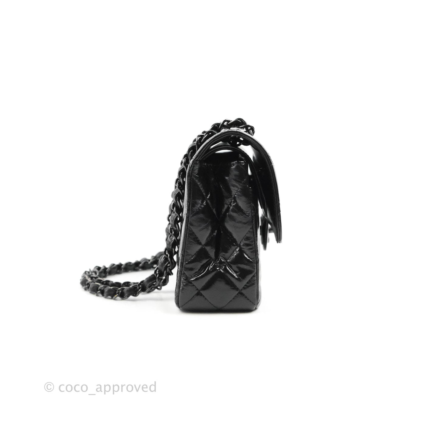 Chanel Small Classic Quilted Flap So Black Glazed Crumpled Calfskin