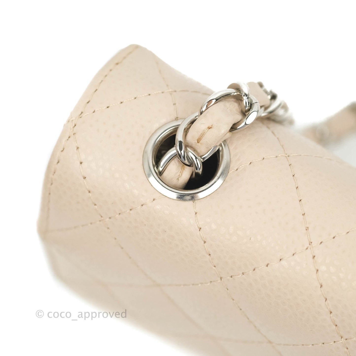 Chanel Quilted East West Flap Pale Pink Caviar Silver Hardware