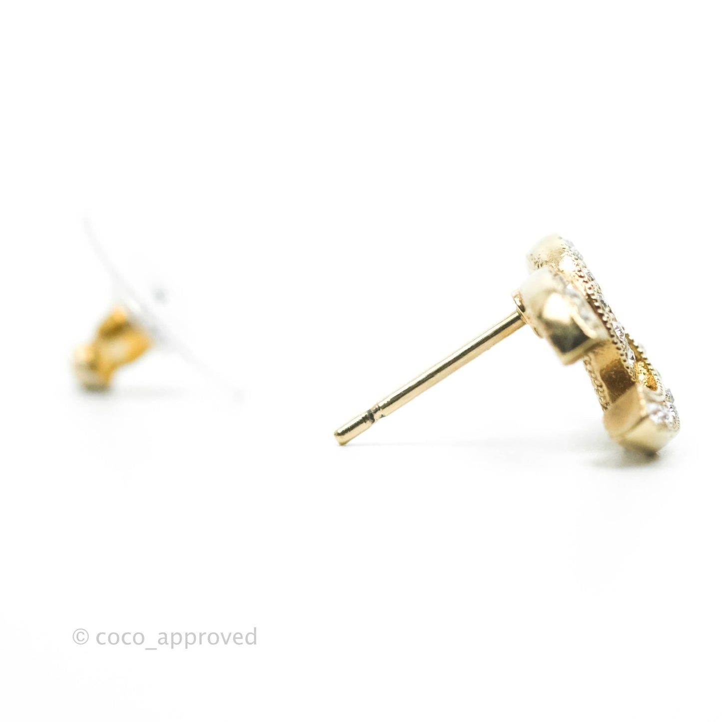 Chanel Crystal CC Earrings Gold Tone 21V