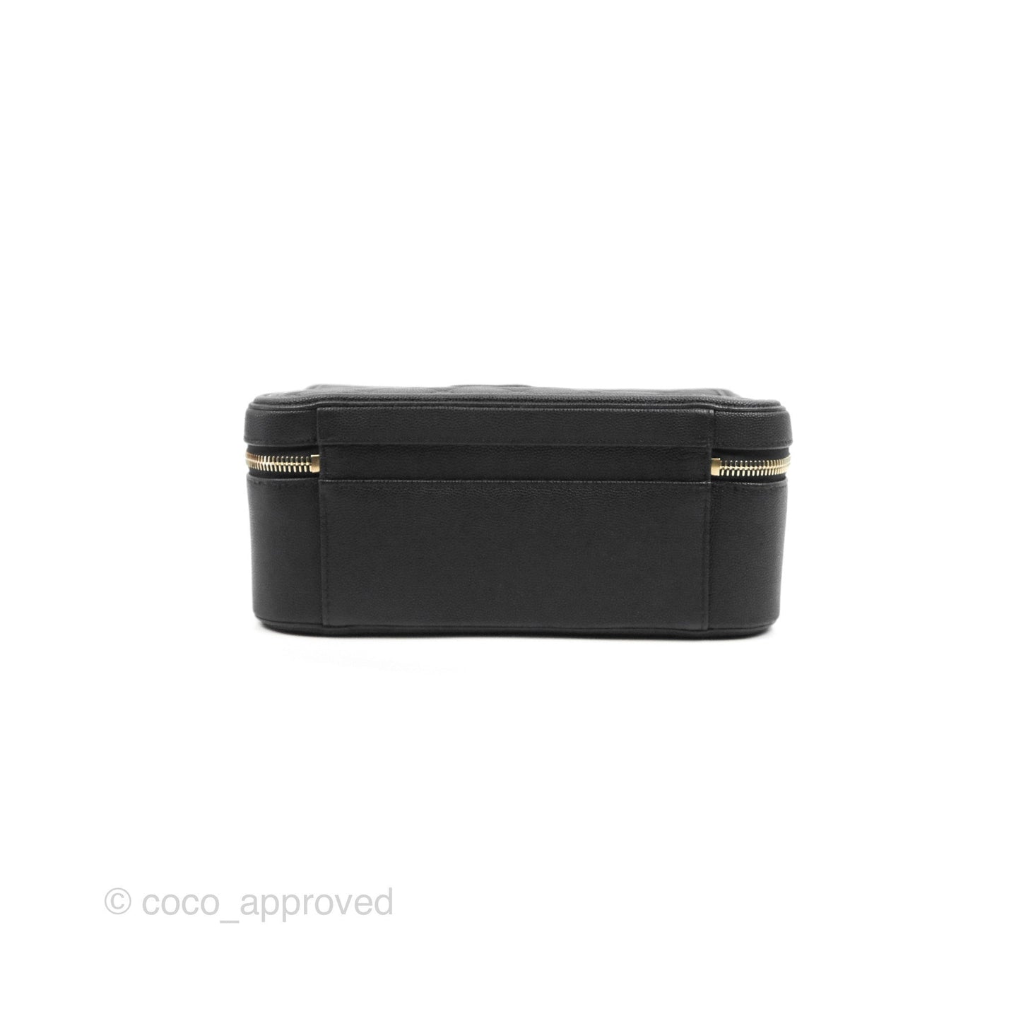 Chanel Quilted Large CC Filigree Vanity Case Black Caviar Gold Hardware