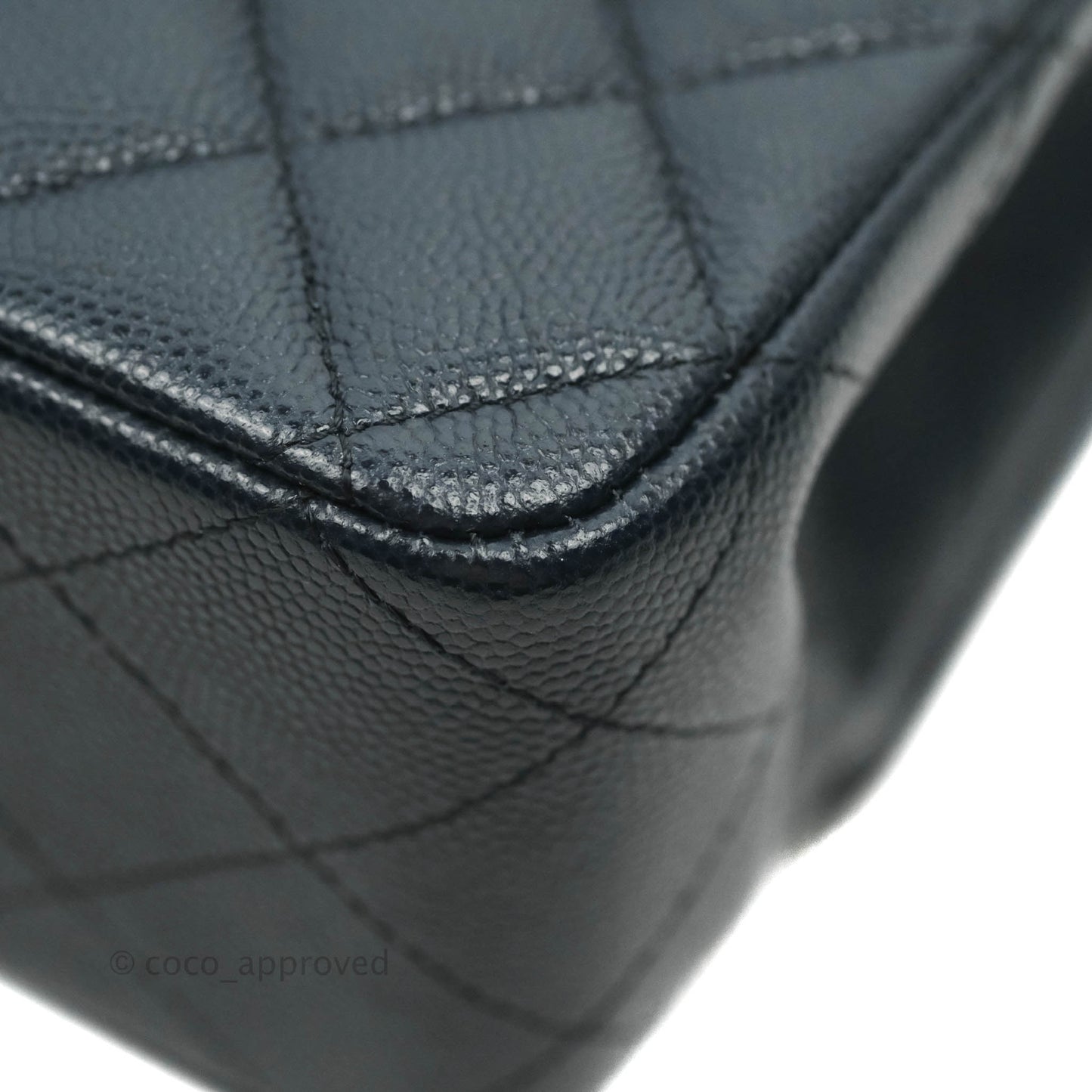 Chanel Classic M/L Medium Flap Quilted Navy Caviar Gold Hardware