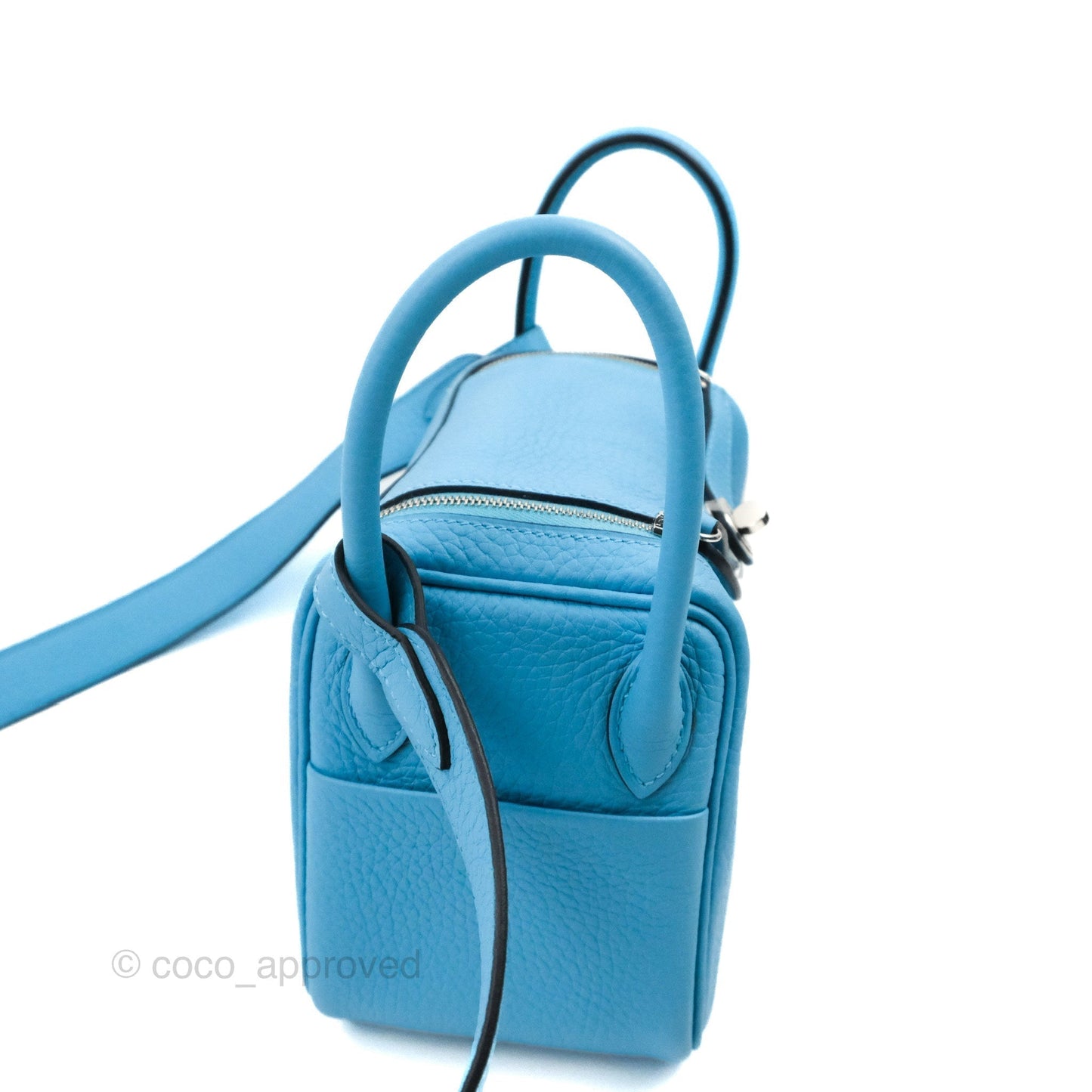 Hermès Mini Lindy 20 Bleu De Nord Clemence Palladium Hardware