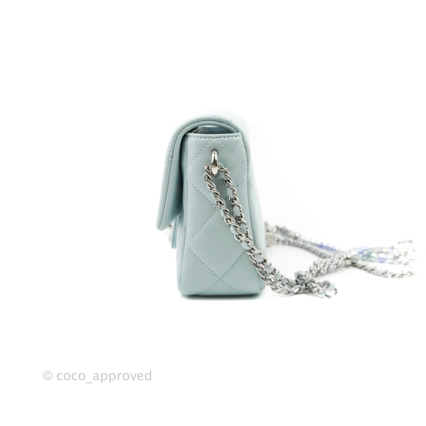 Chanel Quilted My Perfect Mini With Pearl Blue Lambskin Silver Hardware