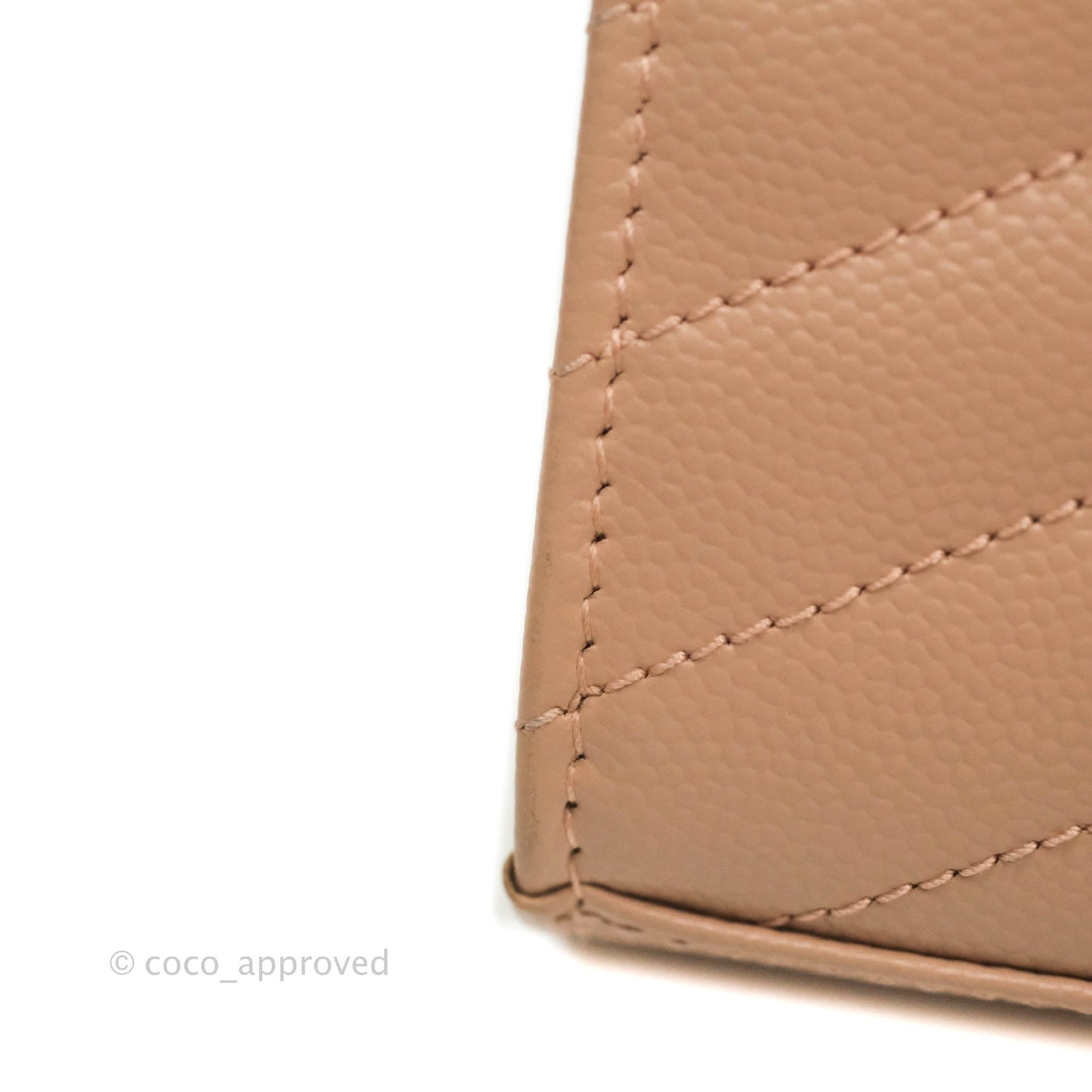 Saint Laurent Wallet on Chain Beige Pink Grained Leather Silver Hardware